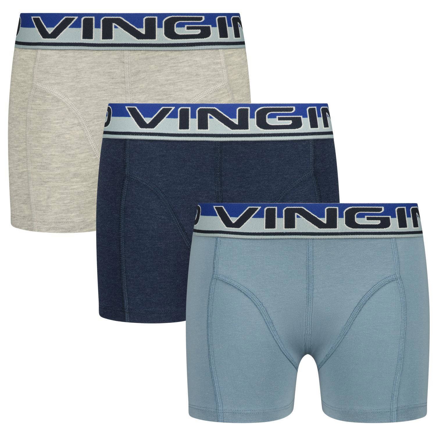 VINGINO boxershort set van 3 donkerblauw blauw grijs Jongens Stretchkatoen 110 116