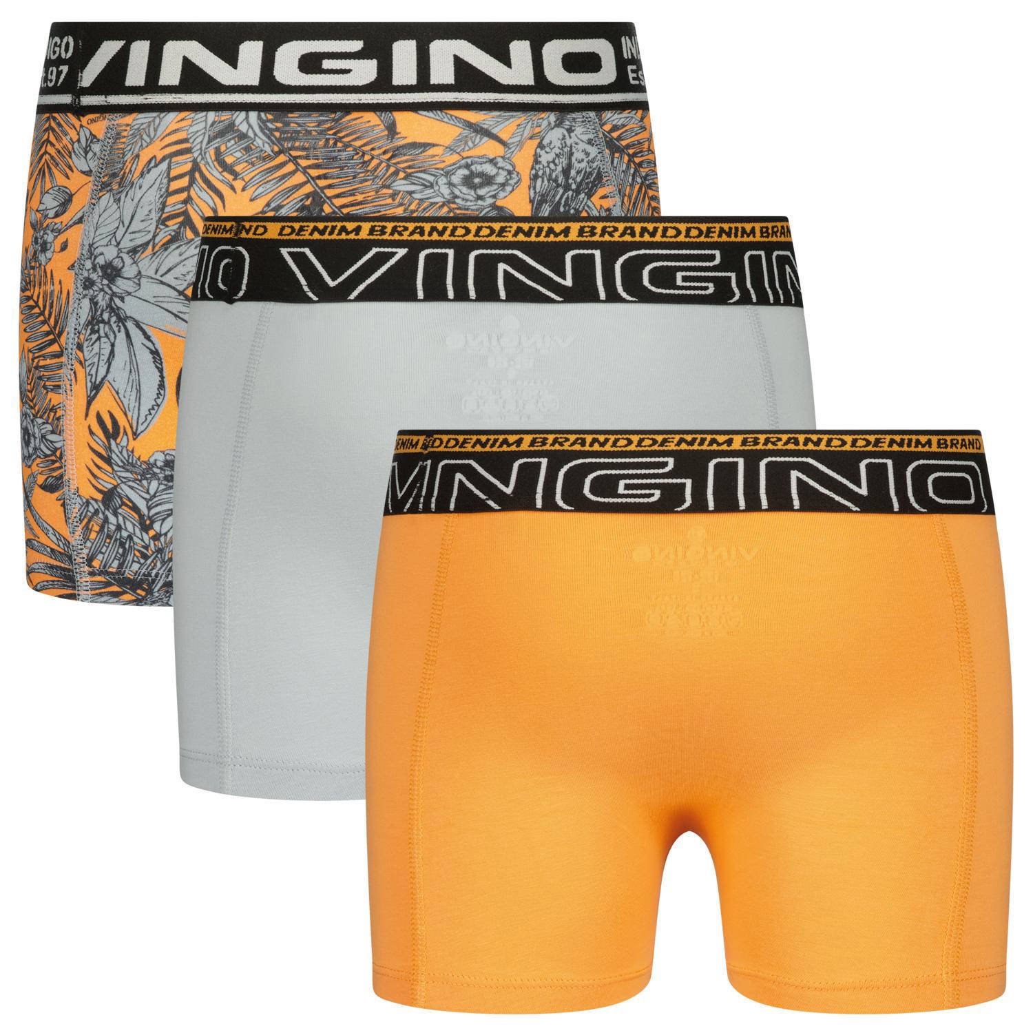 Vingino boxershort Leaf set van 3 oranje grijs