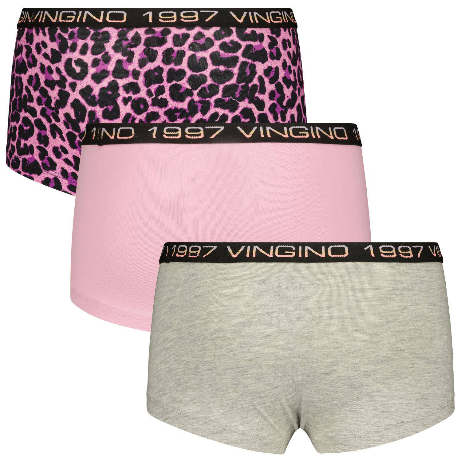Vingino short Animal set van 3 roze zwart grijs
