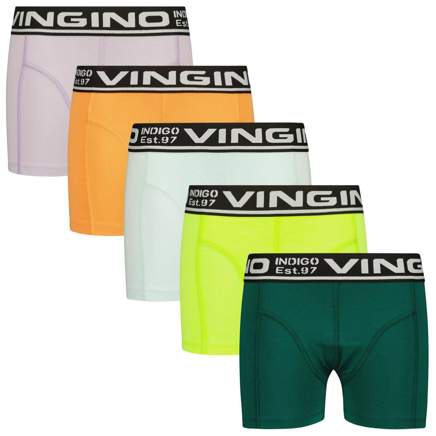 VINGINO boxershort Colors set van 5 groen multicolor Jongens Stretchkatoen 110 116