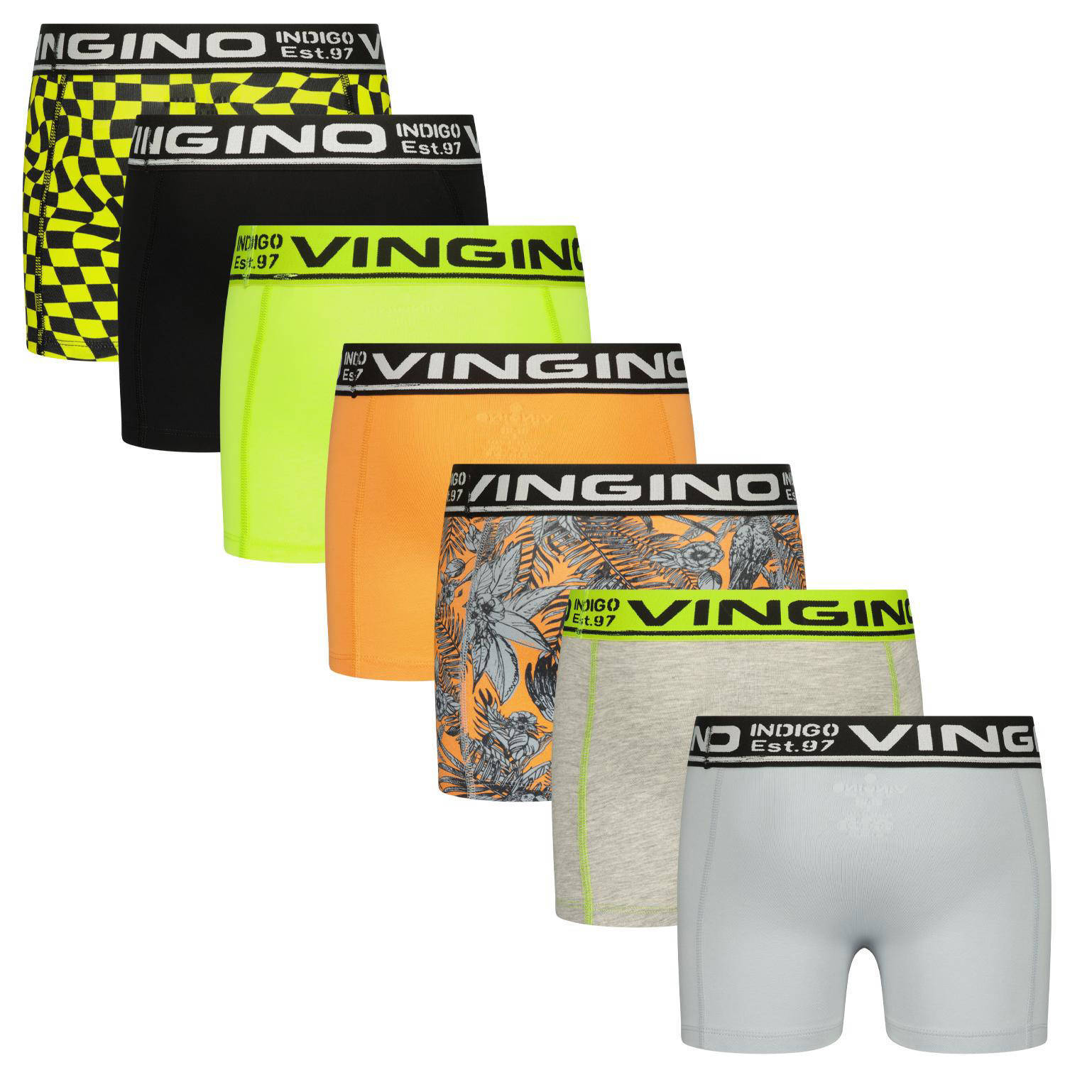 Vingino boxershort Week set van 7 neon geel multicolor