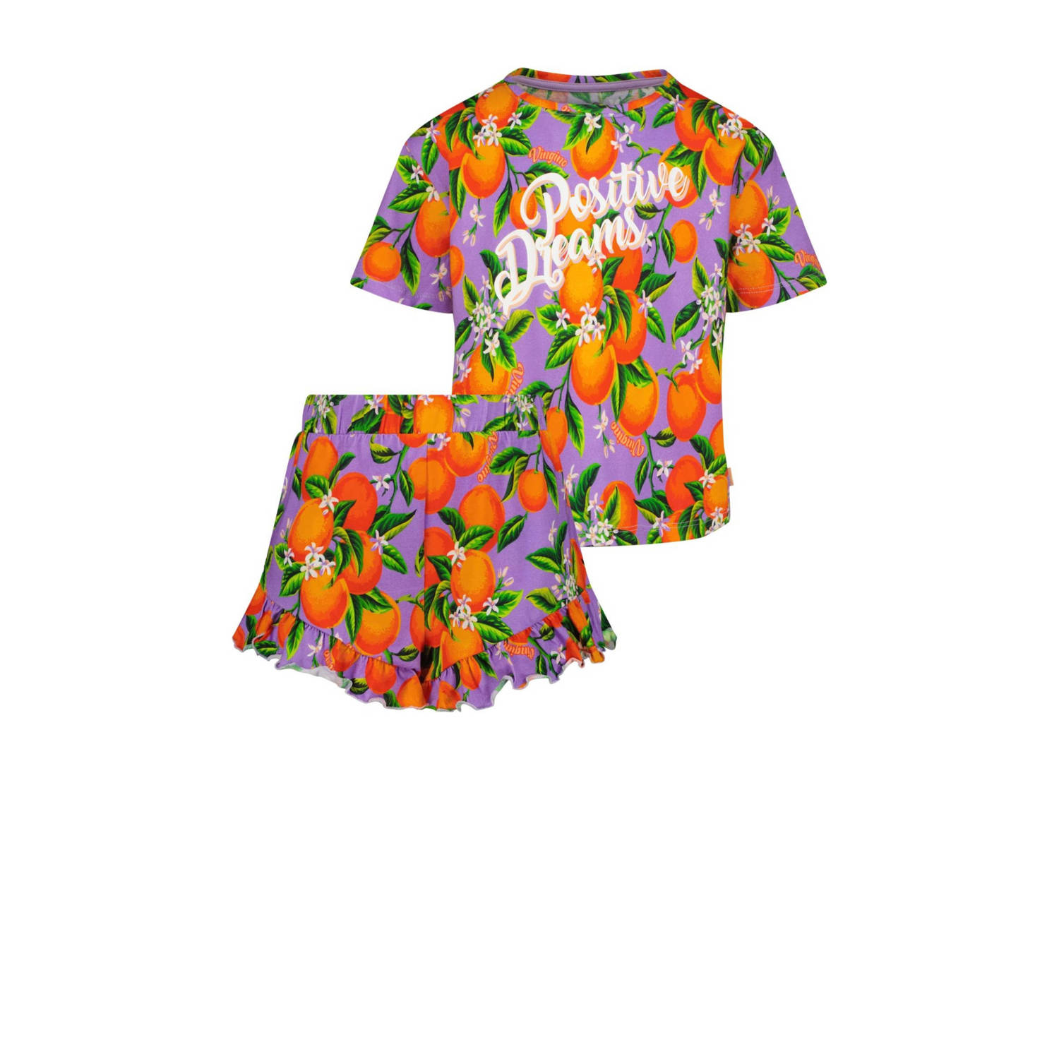 Vingino shortama Waranda met all over print lila oranje groen