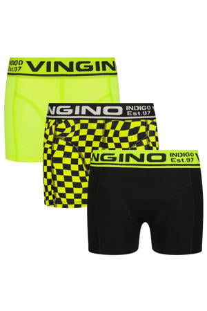   boxershort Check - set van 3 zwart/neon geel