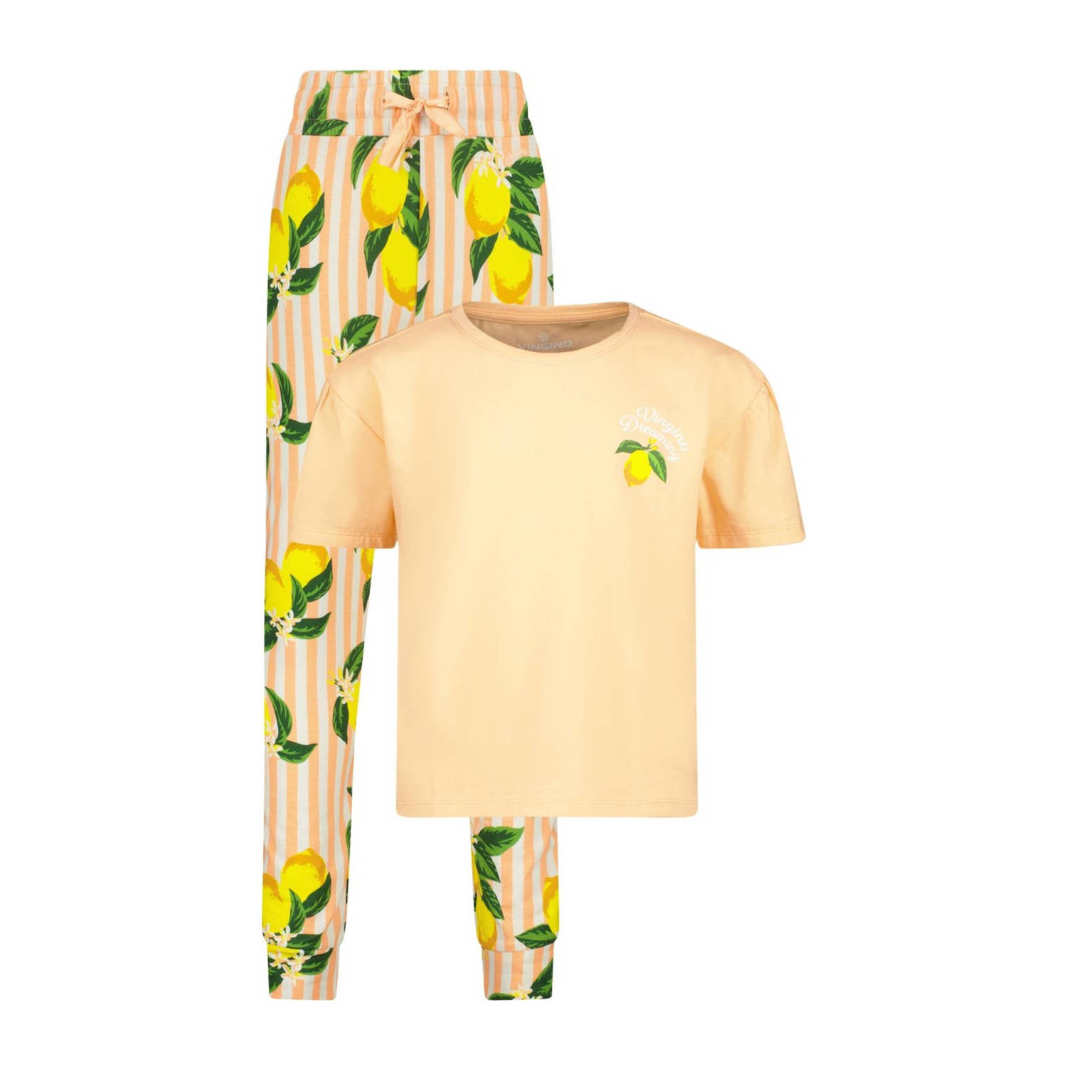 VINGINO pyjama Weilla oranje geel groen Meisjes Stretchkatoen Ronde hals 122 128