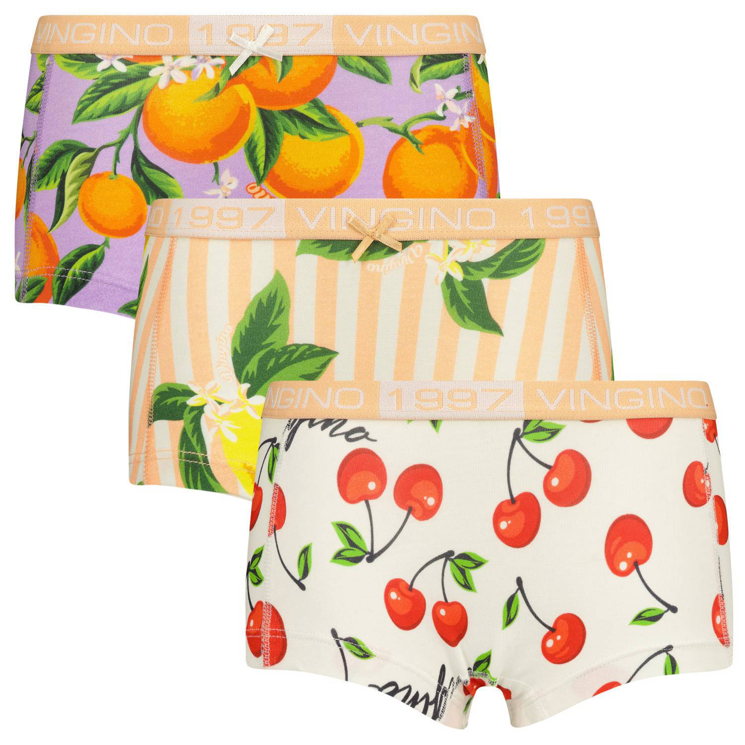 VINGINO short Fruit set van 3 multicolor Slip Meisjes Stretchkatoen All over print 134 140
