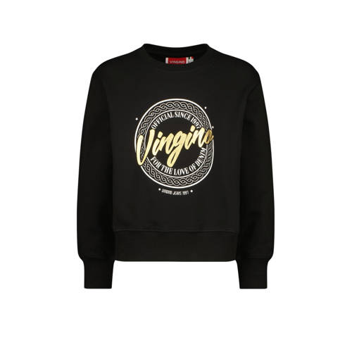 Vingino sweater Narisse met printopdruk zwart/geel