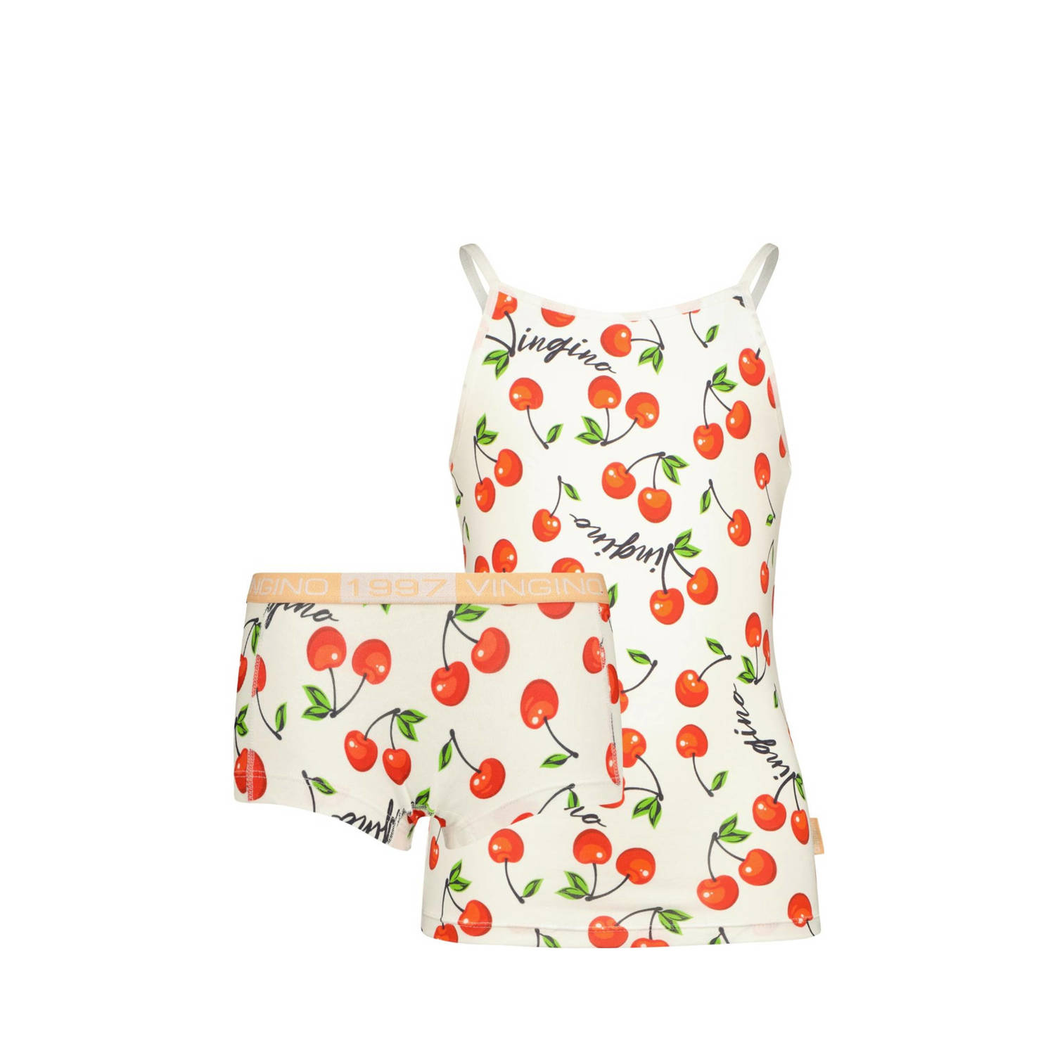 VINGINO singlet + short Cherry ecru rood Hemd Wit Meisjes Katoen Vierkante hals 122 128