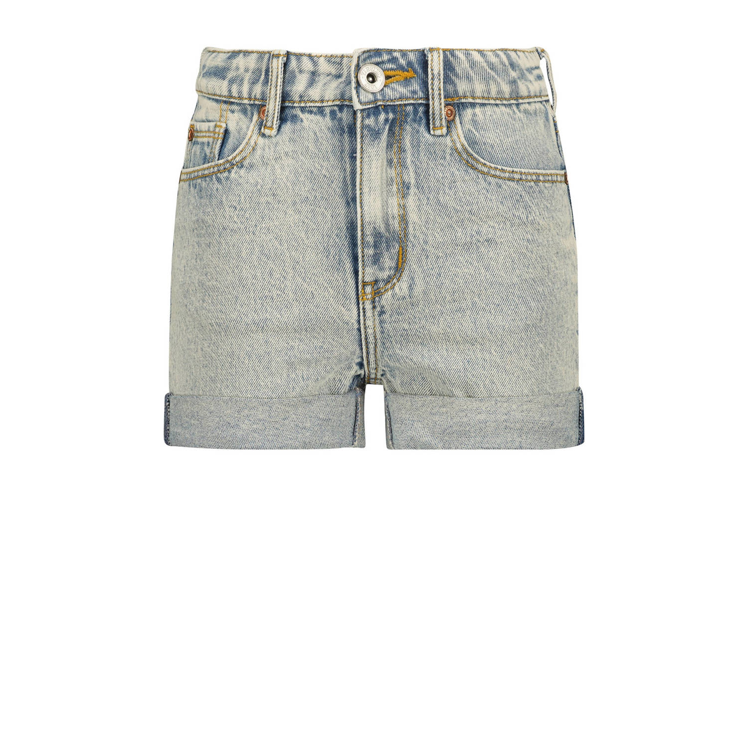 VINGINO high waist denim short Dewi light vintage Korte broek Blauw Effen 158