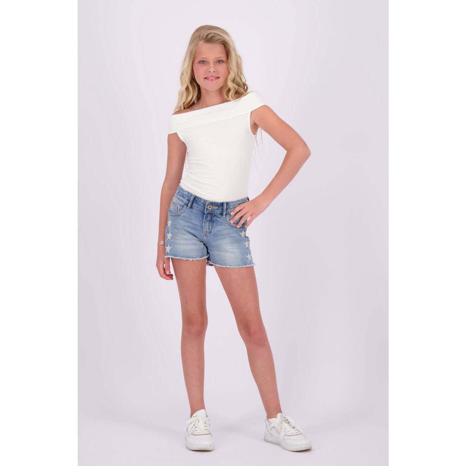 VINGINO denim short Dafina Star met sterren old vintage Korte broek Blauw 164