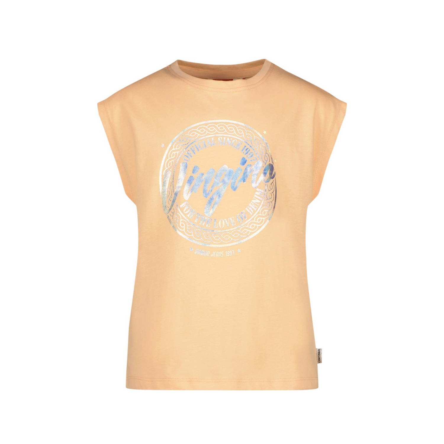 VINGINO T-shirt Henya met printopdruk zachtoranje Meisjes Katoen Ronde hals 140