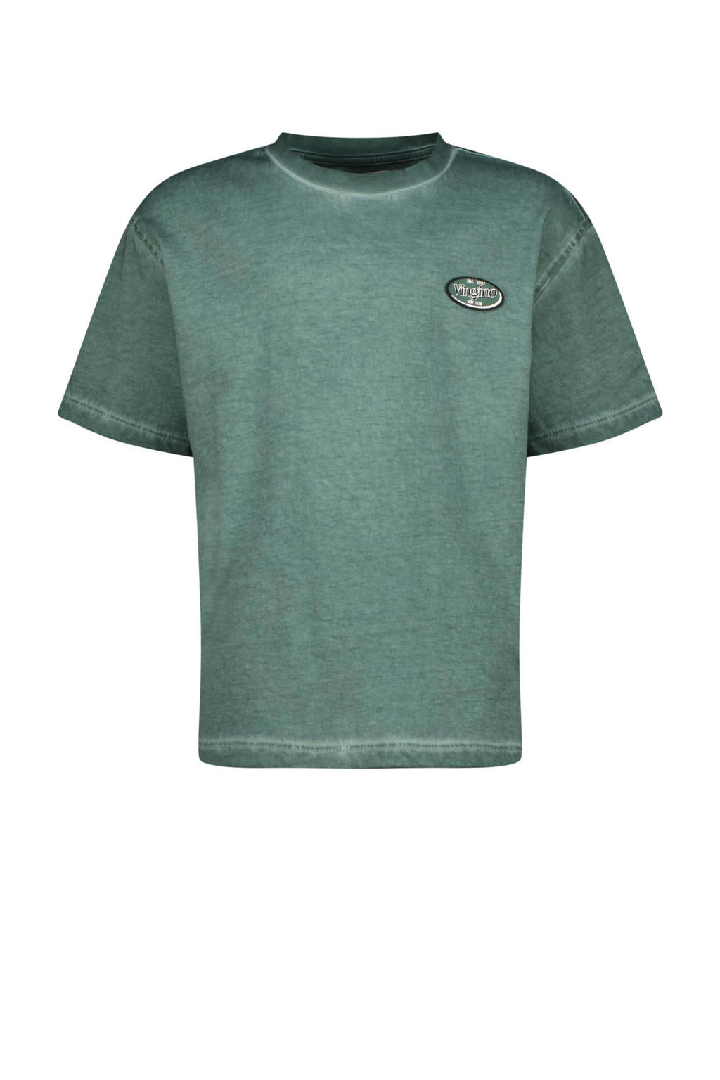 Groene jongens Vingino T-shirt Hyma van katoen met backprint, korte mouwen en ronde hals
