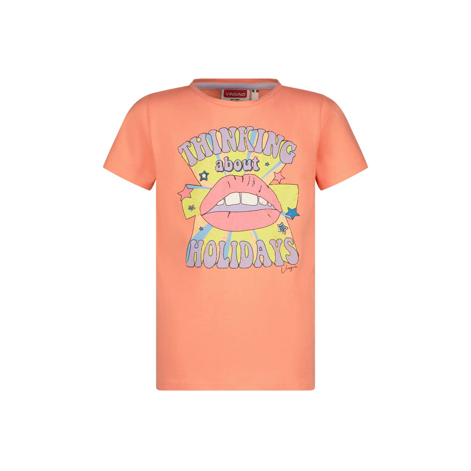 VINGINO T-shirt met printopdruk oranje Meisjes Katoen Ronde hals Printopdruk 128