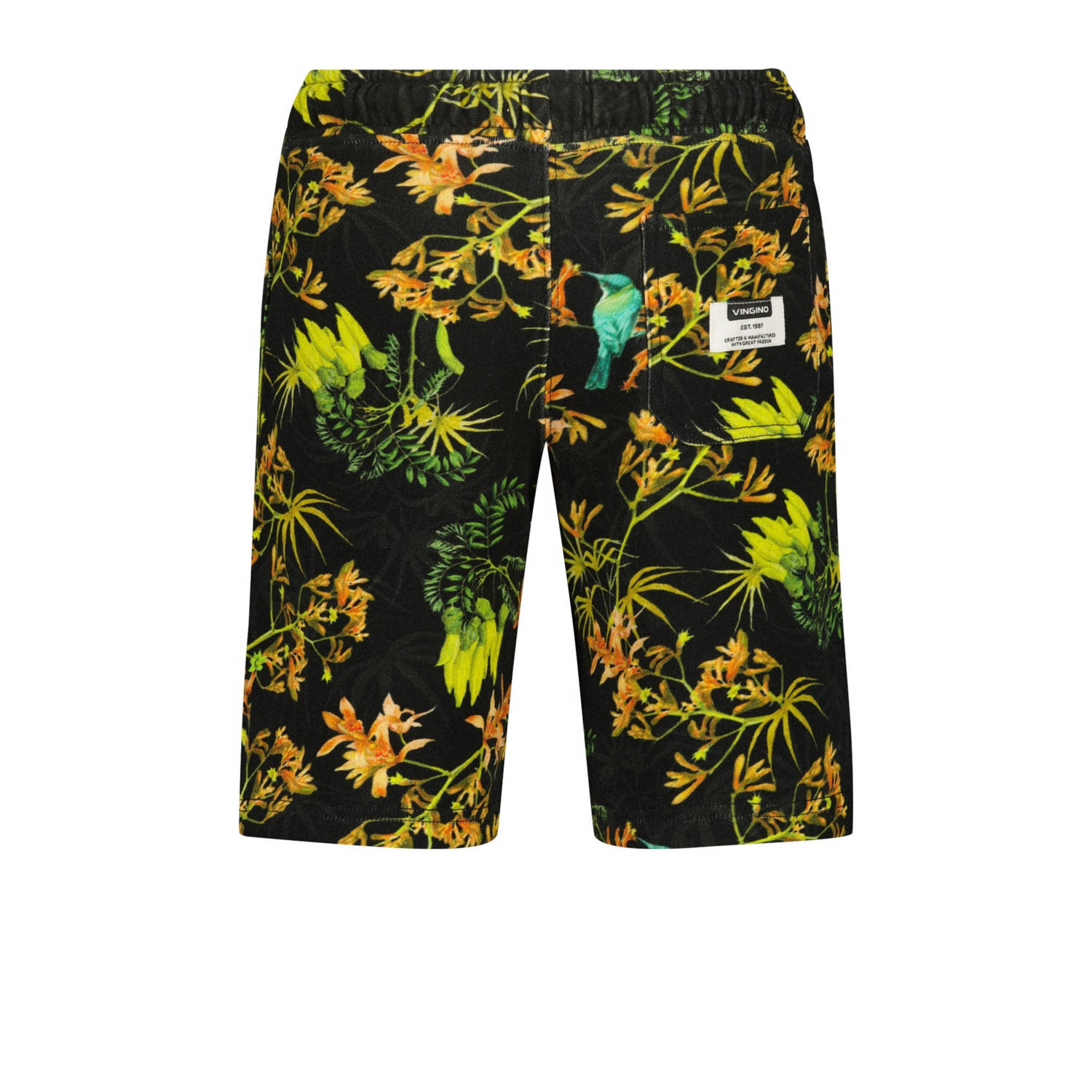 Vingino sweatshort Ralli met all over print zwart neon geel oranje