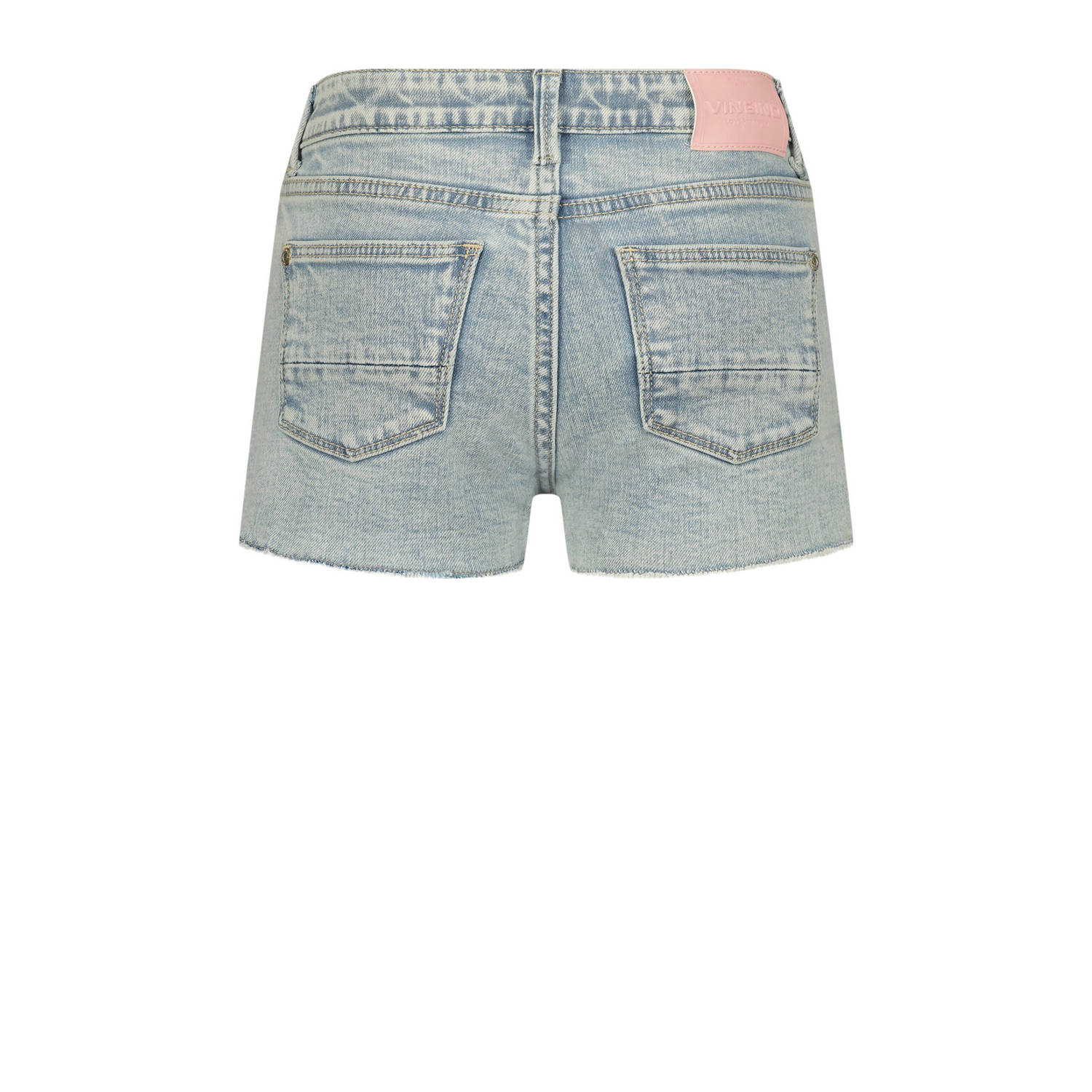 Vingino denim short Dafina Flamingo met all over print light bleach