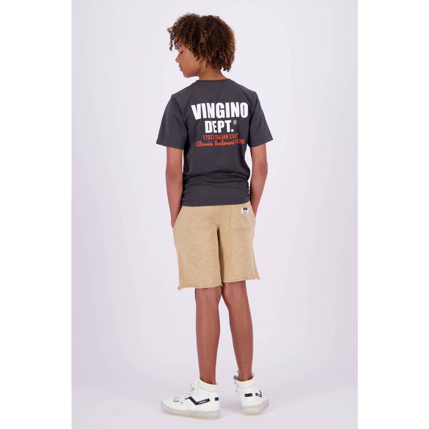 Vingino T-shirt Jary met backprint donkergrijs