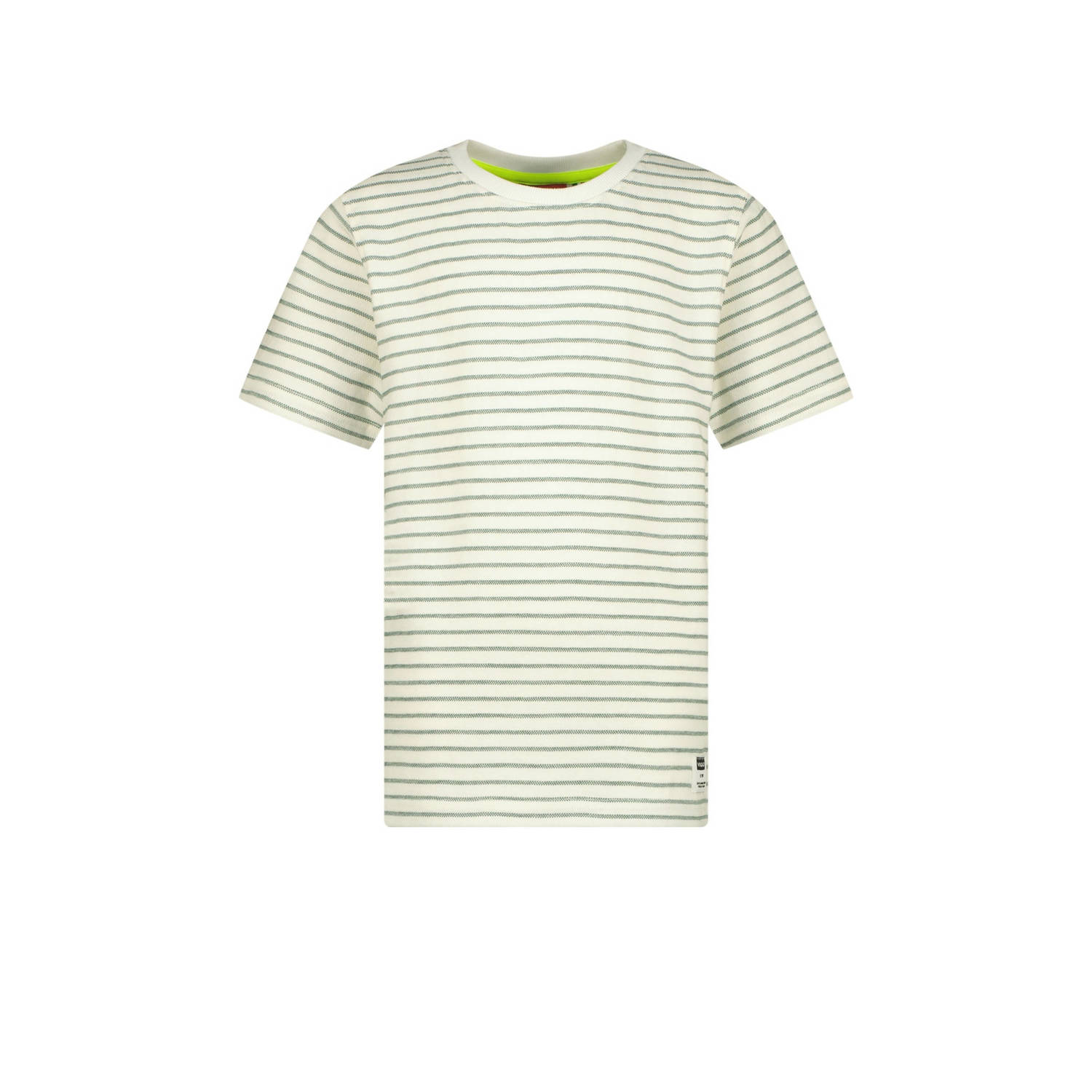 VINGINO gestreept T-shirt Hiweko ecru groen Jongens Katoen Ronde hals Streep 128