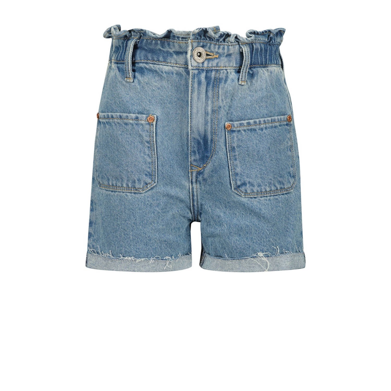 VINGINO high waist denim short Demy blue vintage Korte broek Blauw Effen 134