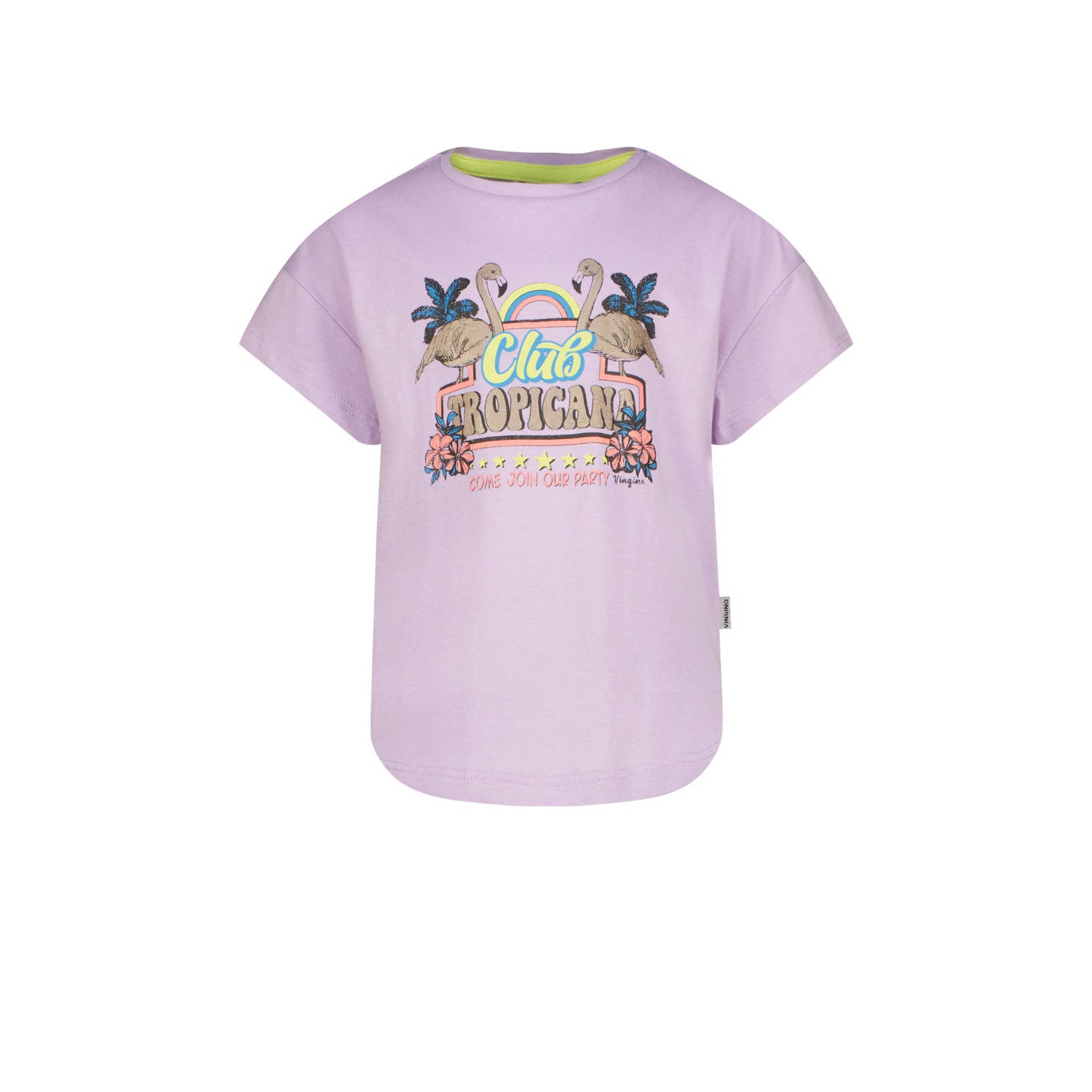 VINGINO T-shirt Hilya met printopdruk lila Paars Meisjes Katoen Ronde hals 128