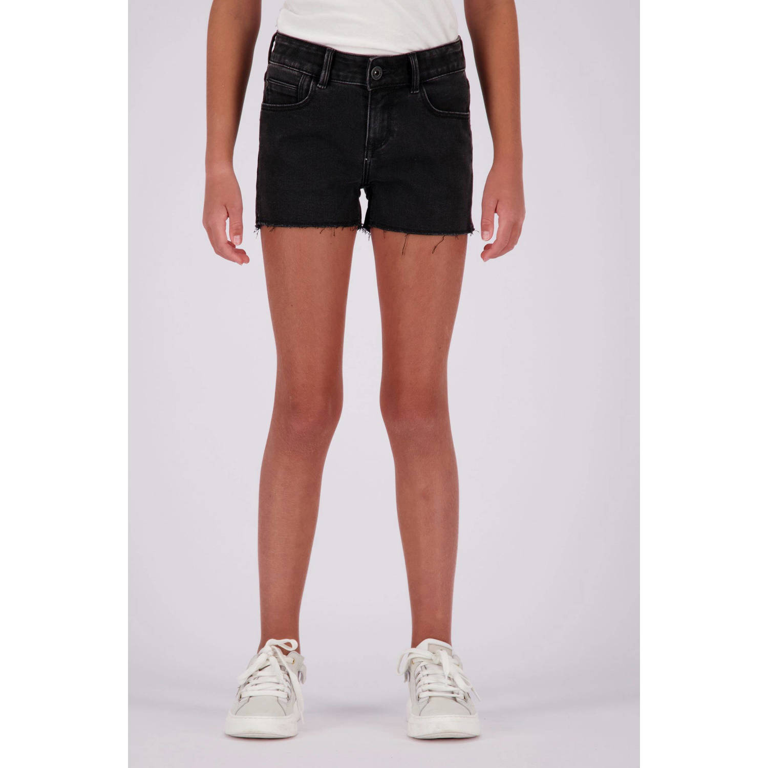 VINGINO denim short Daizy black denim Korte broek Zwart Meisjes Stretchdenim 128