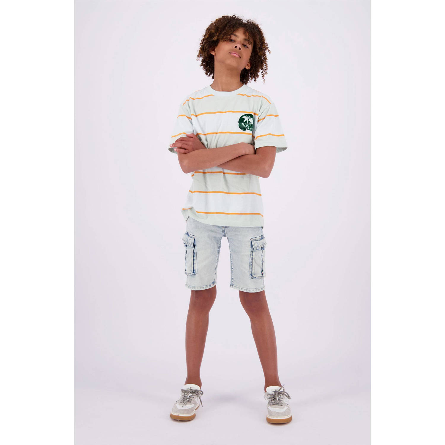VINGINO cargo short Cecario light vintage Korte broek Blauw Jongens Stretchdenim 176