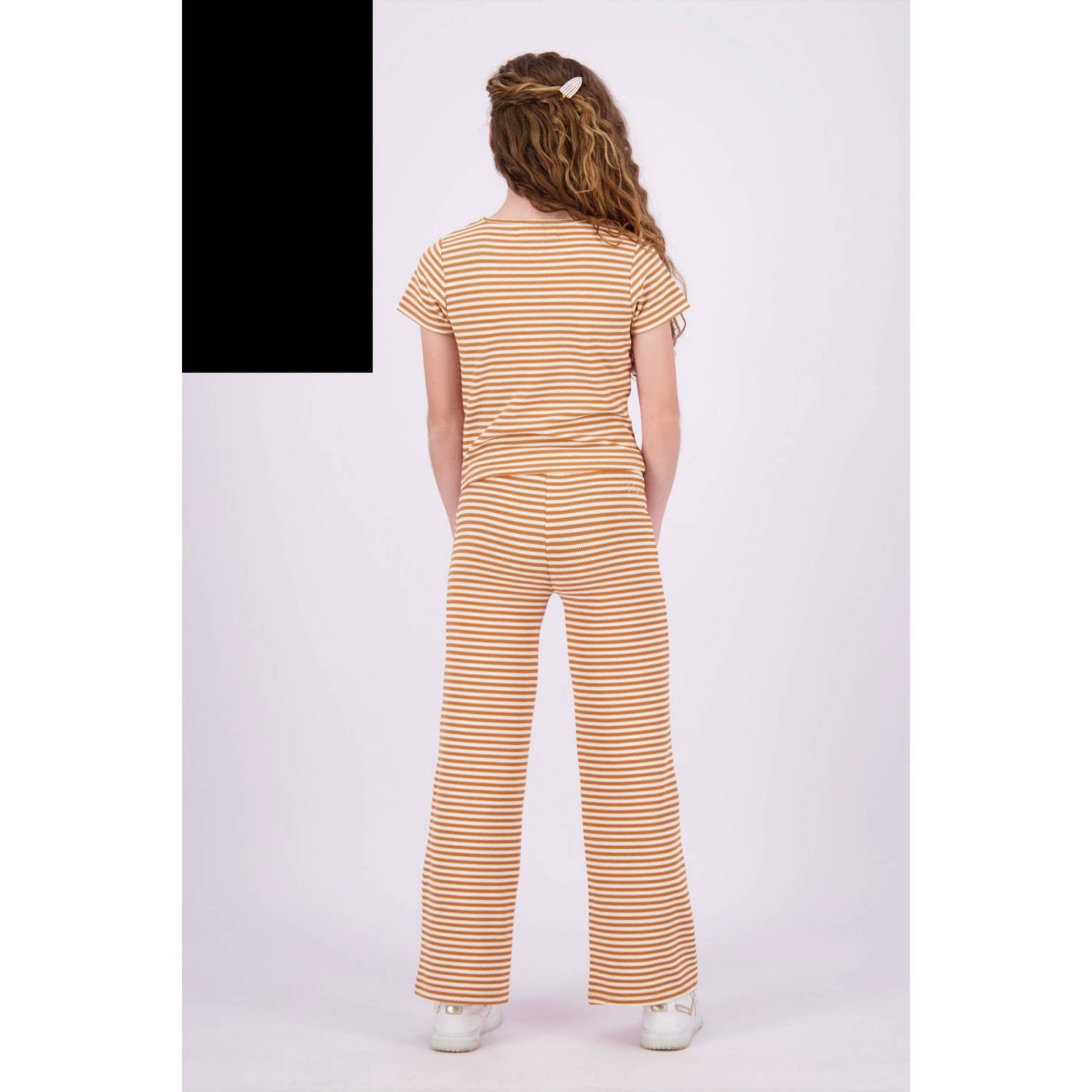 Vingino gestreept T-shirt Ireen lichtbruin ecru