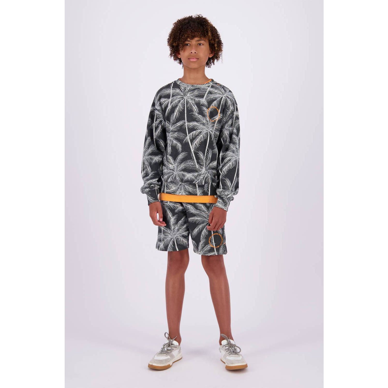 VINGINO sweatshort met all over print grijsblauw lichtgrijs Korte broek 152