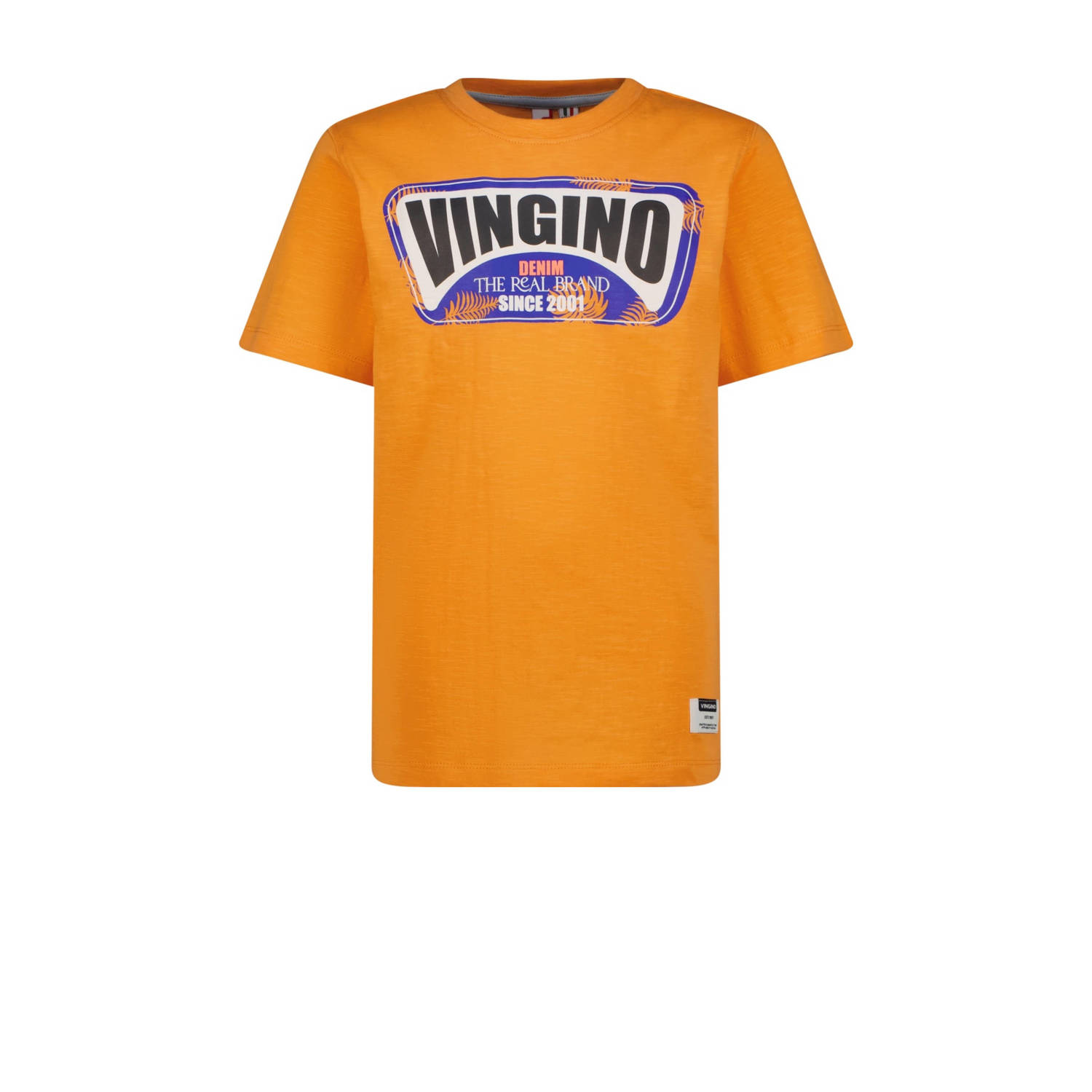 VINGINO T-shirt met logo oranje Jongens Katoen Ronde hals Logo 128
