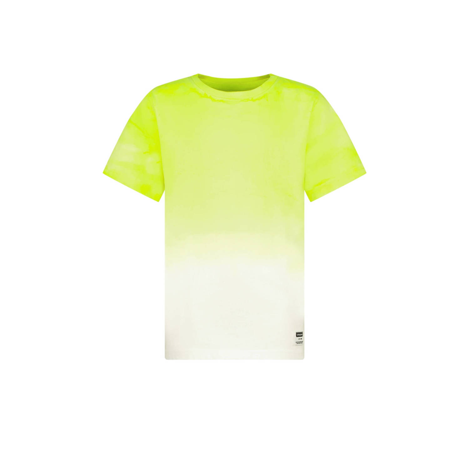 VINGINO T-shirt Hermo met backprint neon geel offwhite Jongens Katoen Ronde hals 140