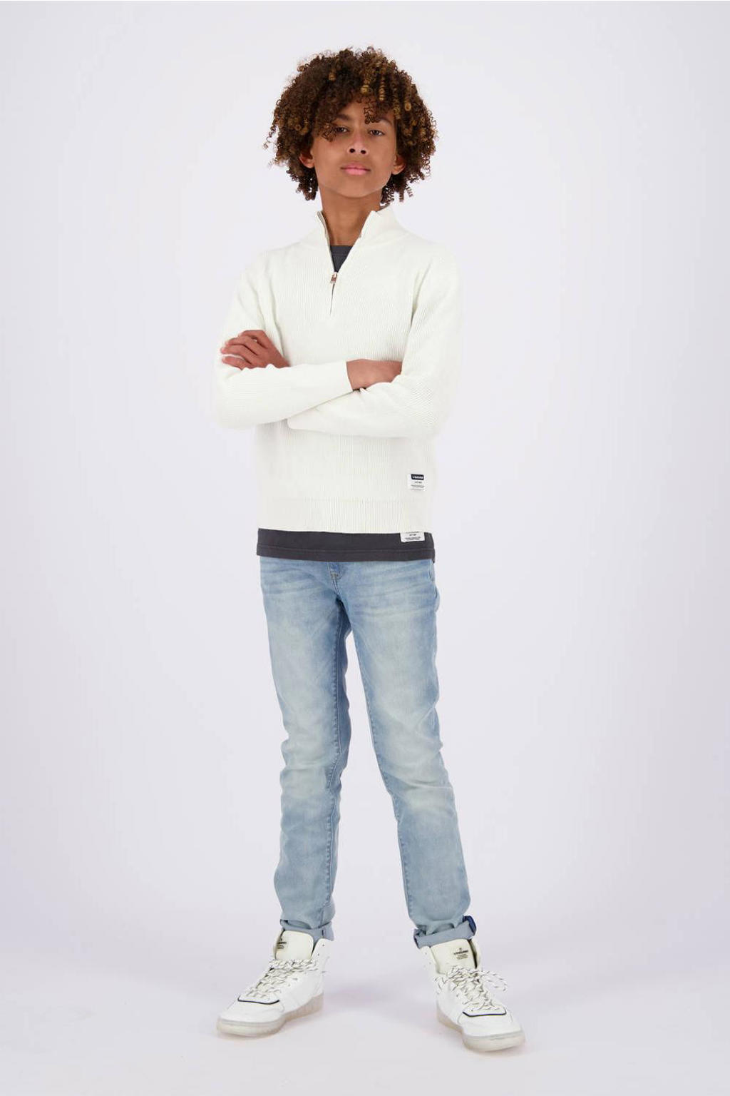 Medium blue denim jongens Vingino slim fit jeans Diego met regular waist en effen