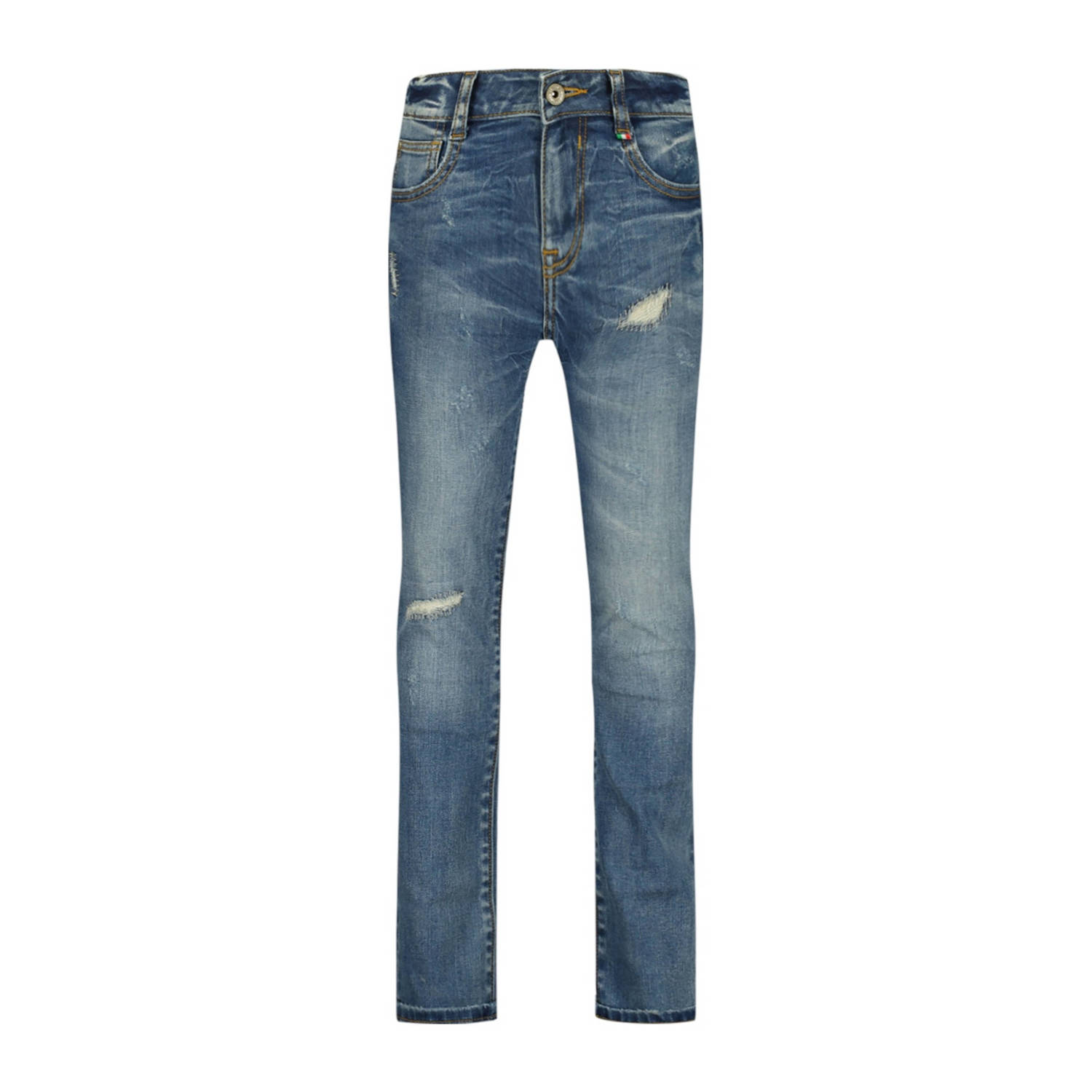 VINGINO slim fit jeans Diego old vintage Blauw Jongens Stretchdenim Effen 128