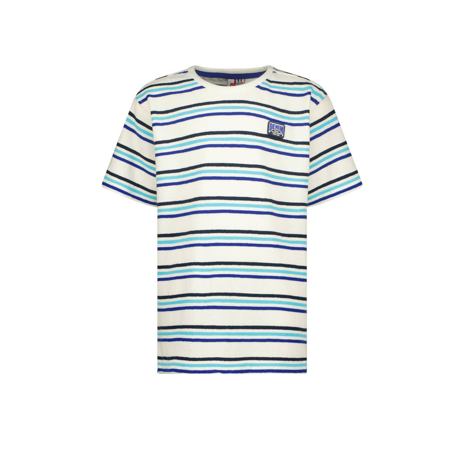 VINGINO gestreept T-shirt Hoss wit lichtblauw Jongens Katoen Ronde hals 176