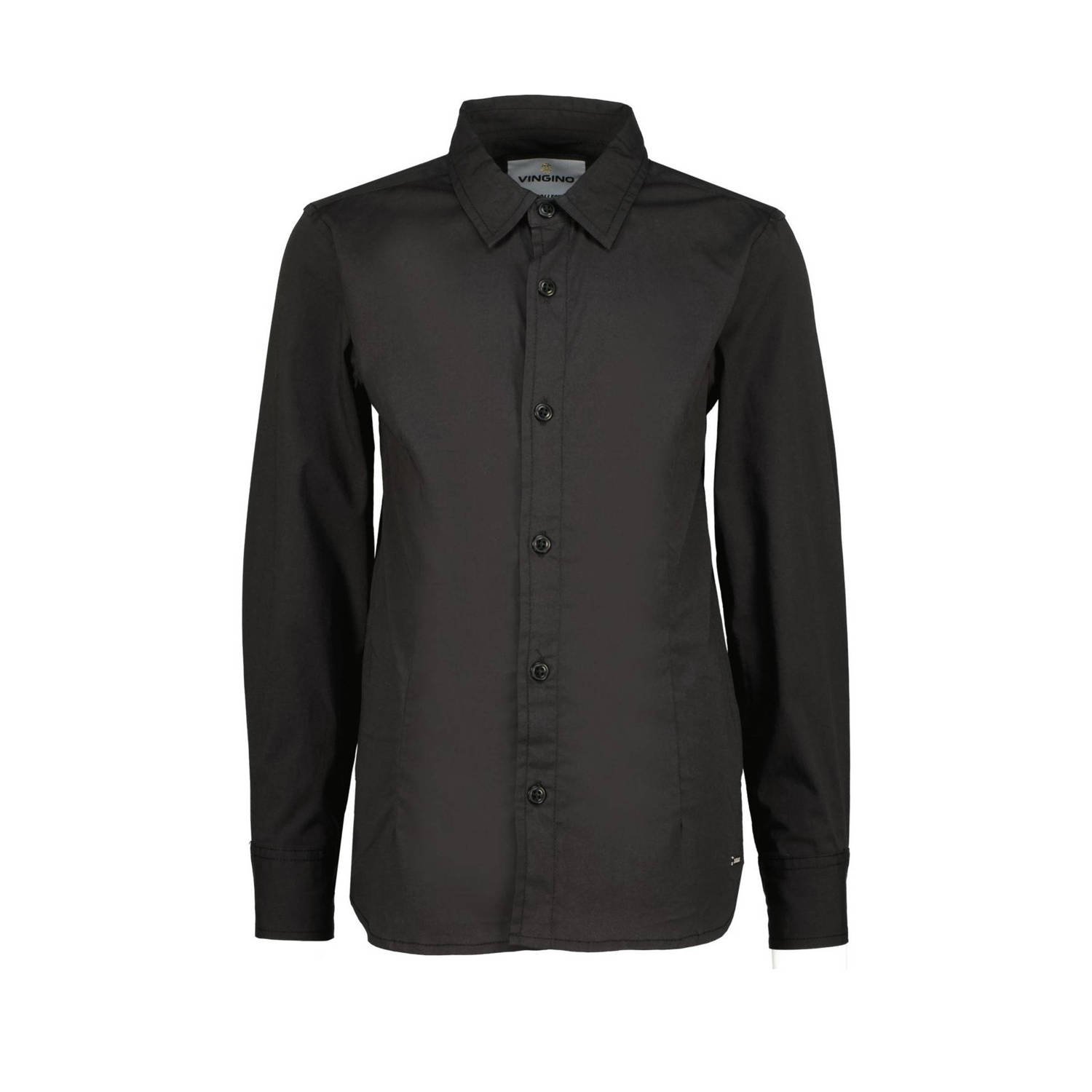 VINGINO overhemd Lasic zwart T-shirt Jongens Katoen Klassieke kraag Effen 116