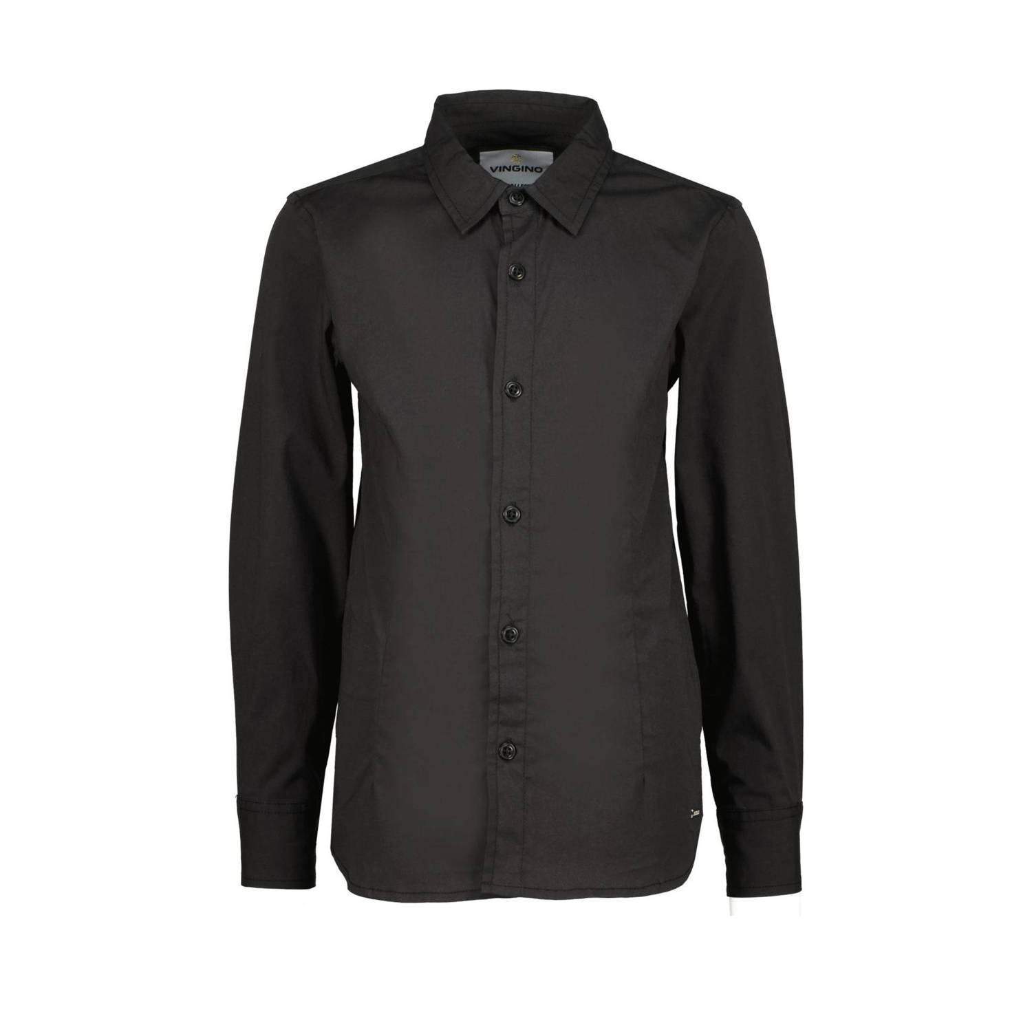 VINGINO overhemd Lasic zwart Jongens Stretchkatoen Klassieke kraag 116