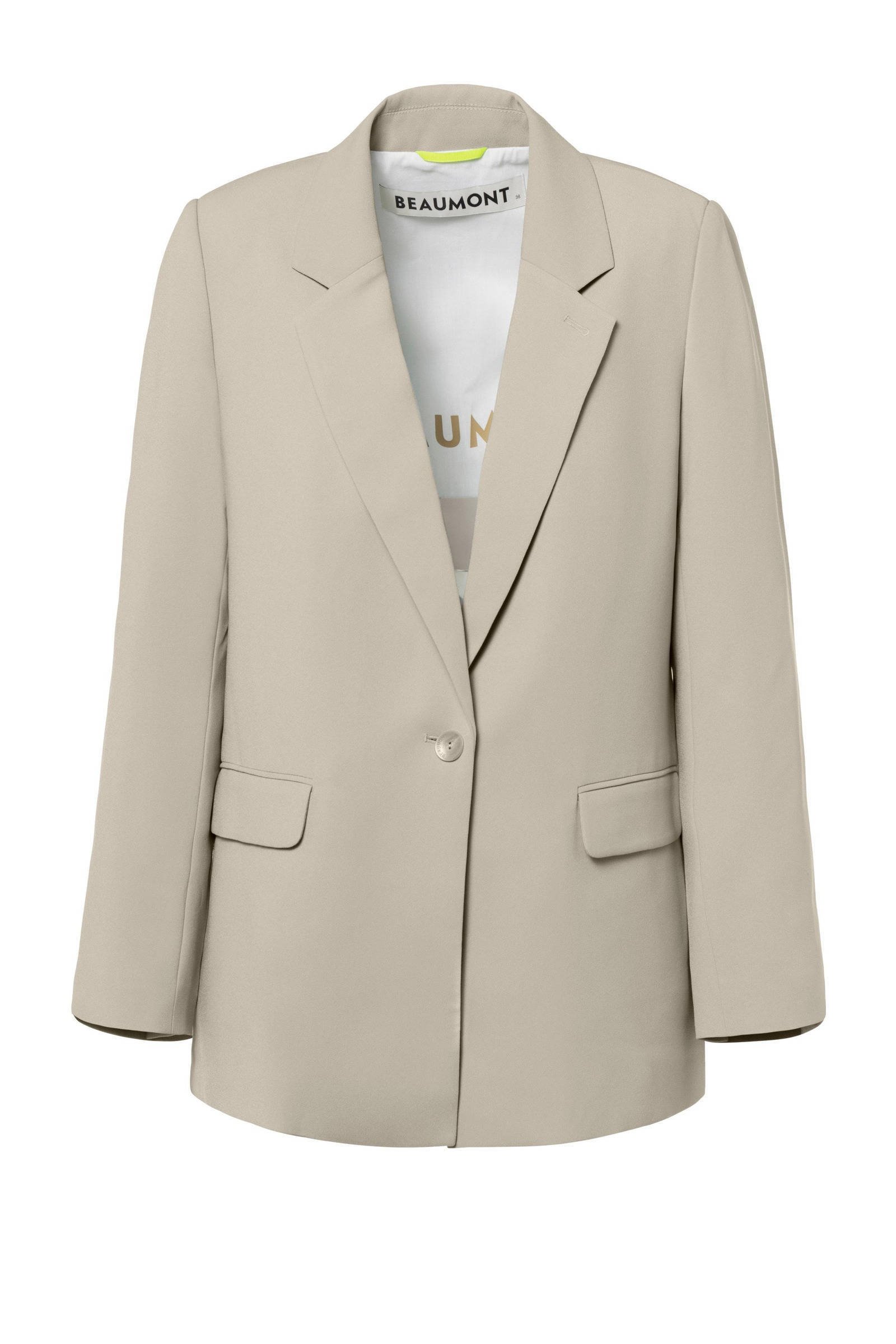 Beaumont rechtvallende blazer Carry van gerecycled polyester taupe