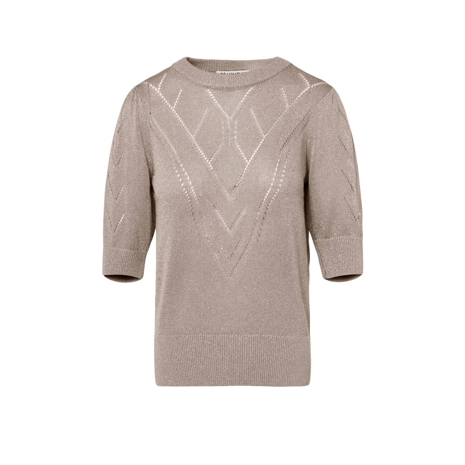 Beaumont fijngebreide top met lurex Alex taupe