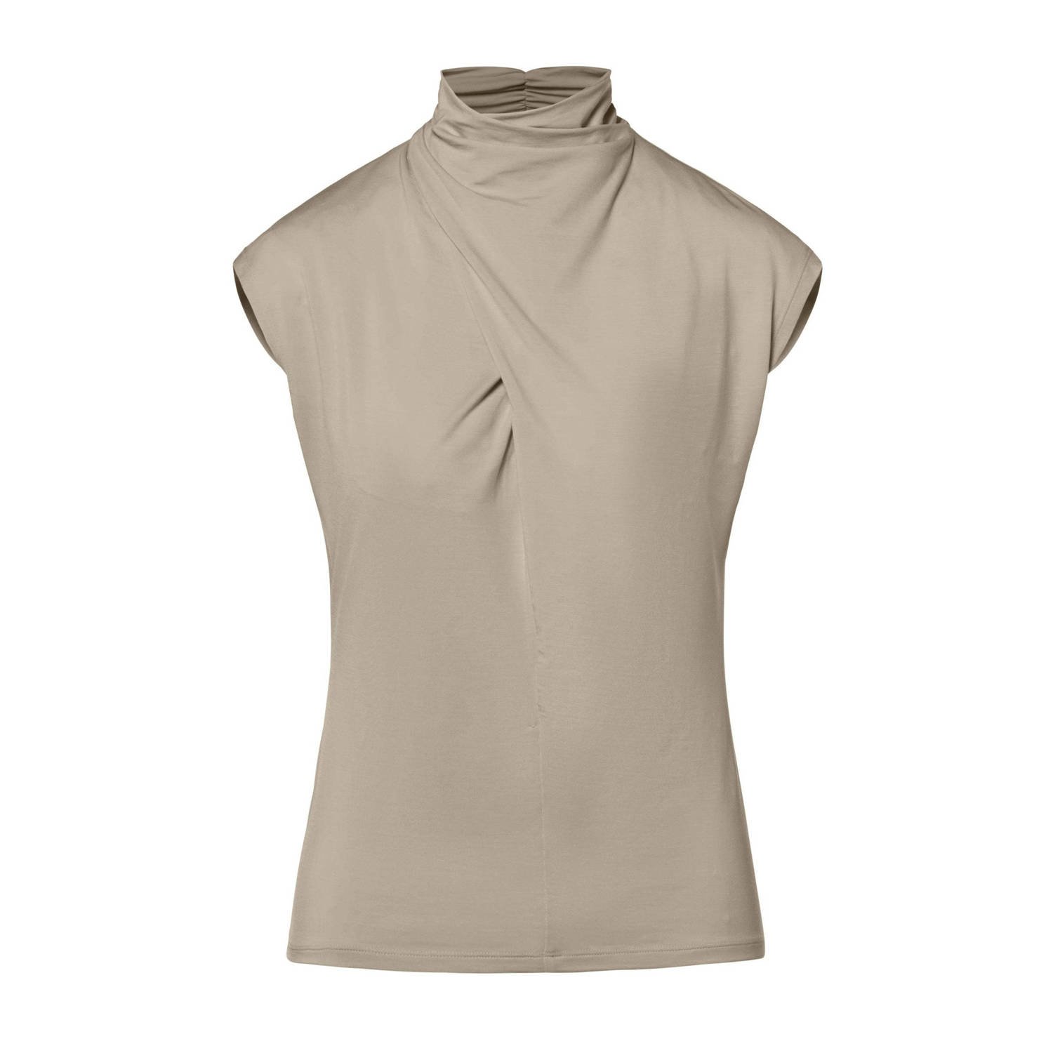 Beaumont top Amy met plooien taupe