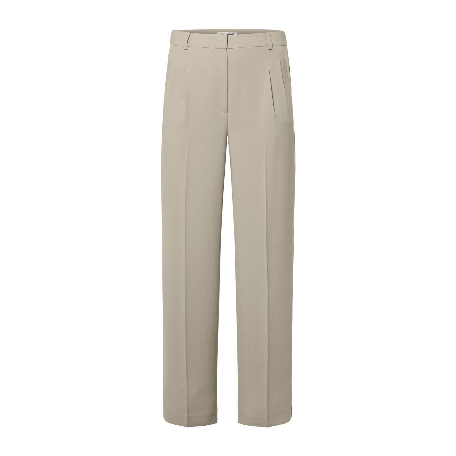 Beaumont high waist straight fit pantalon James van gerecycled polyester taupe