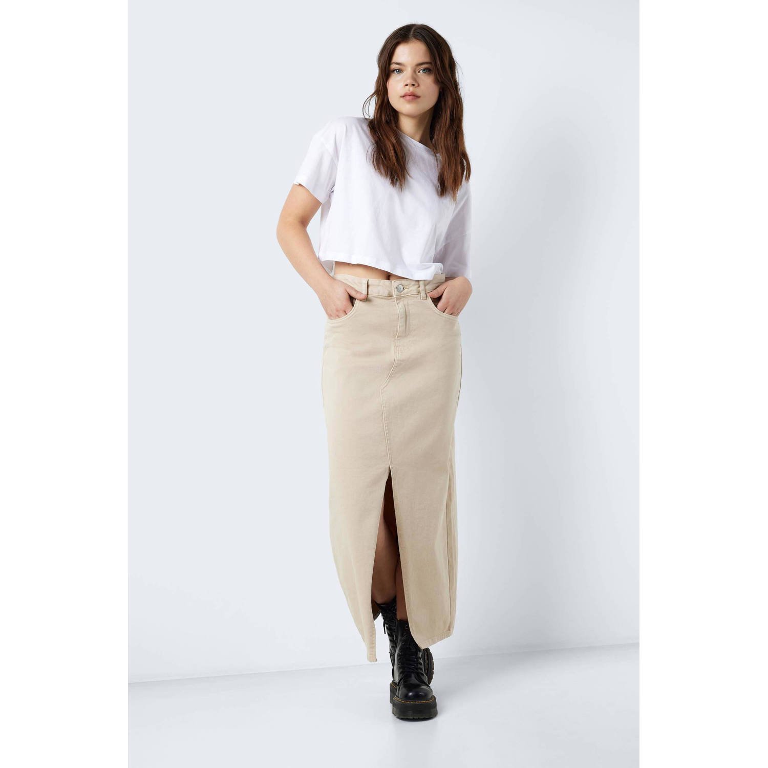 NOISY MAY spijkerrok NMKELLY beige