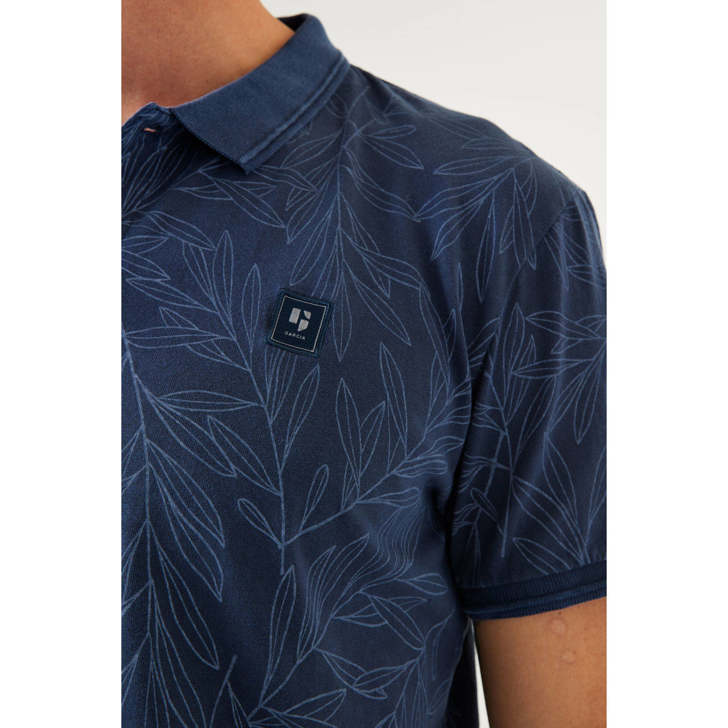 Garcia polo met all over print donkerblauw