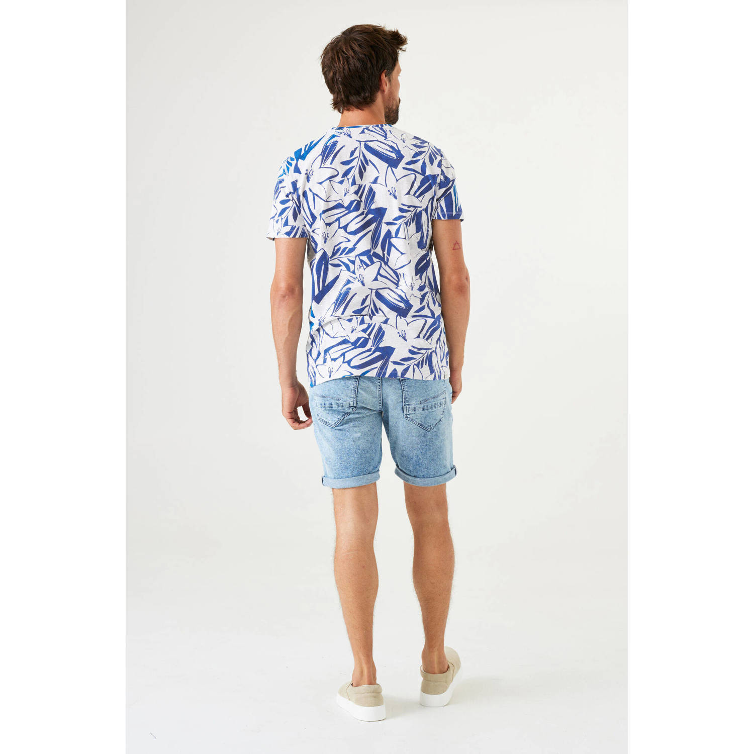 Garcia T-shirt met all over print blauw