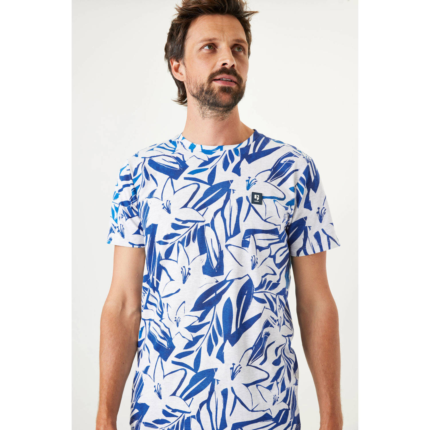 Garcia T-shirt met all over print blauw