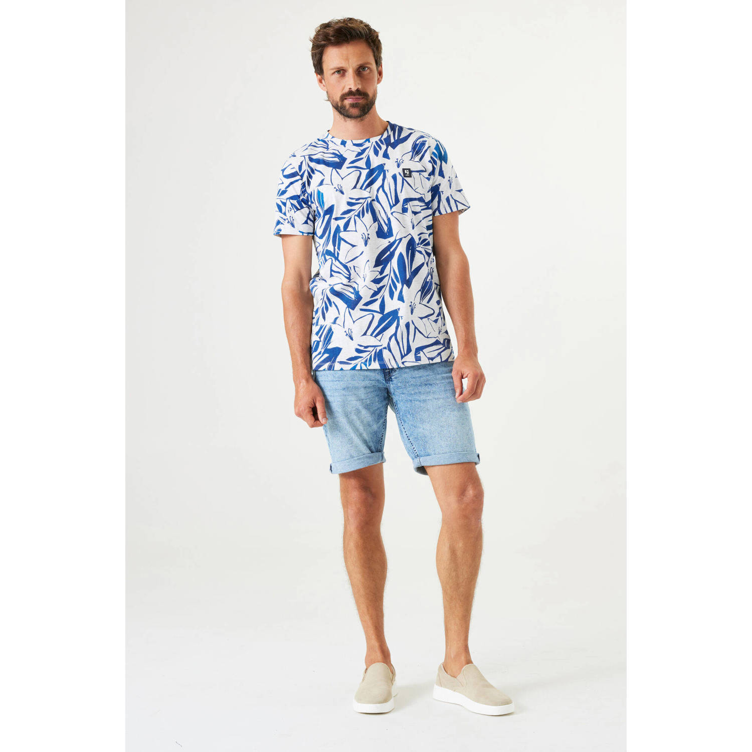 Garcia T-shirt met all over print blauw