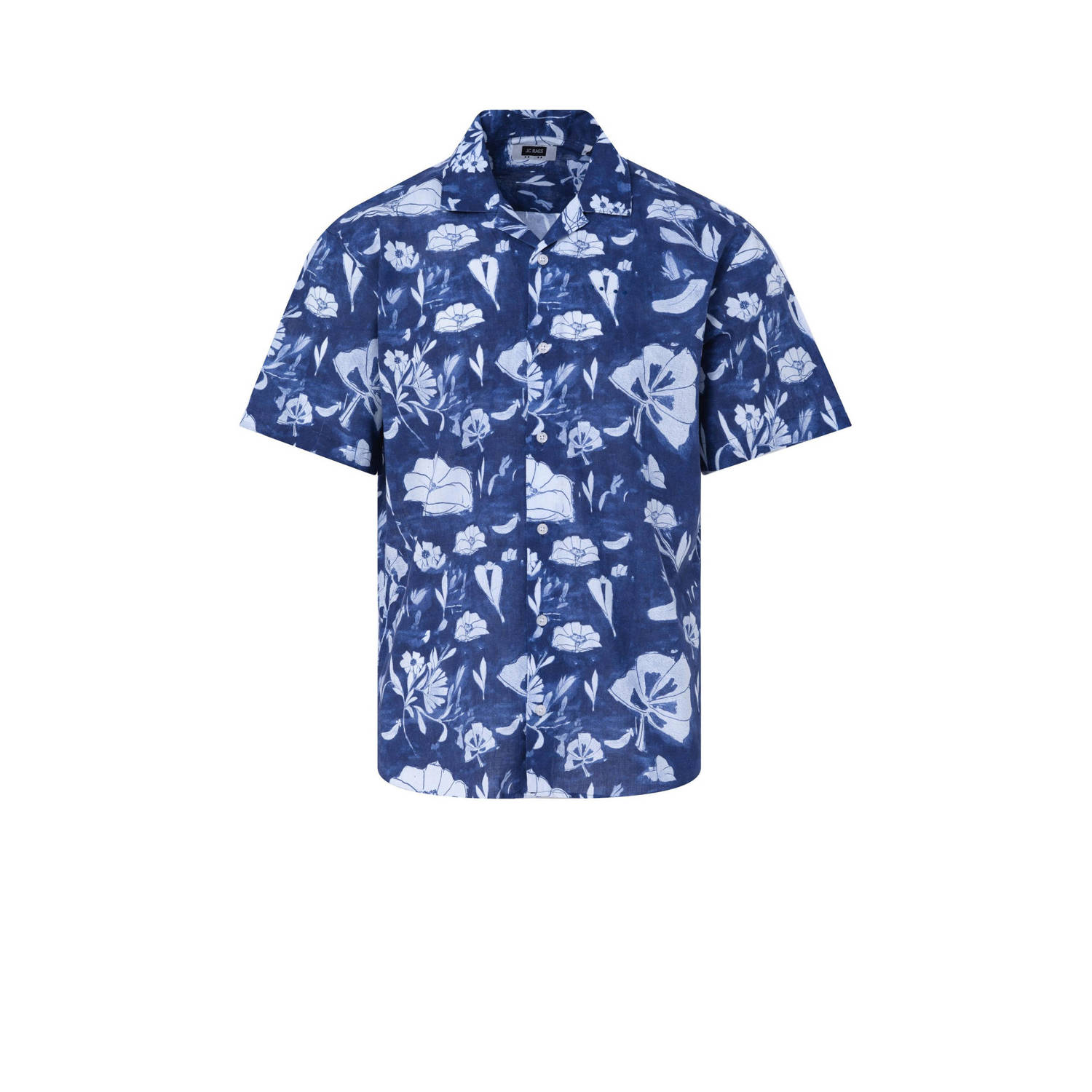 J.C. Rags regular fit overhemd met all over print blue depths dessin