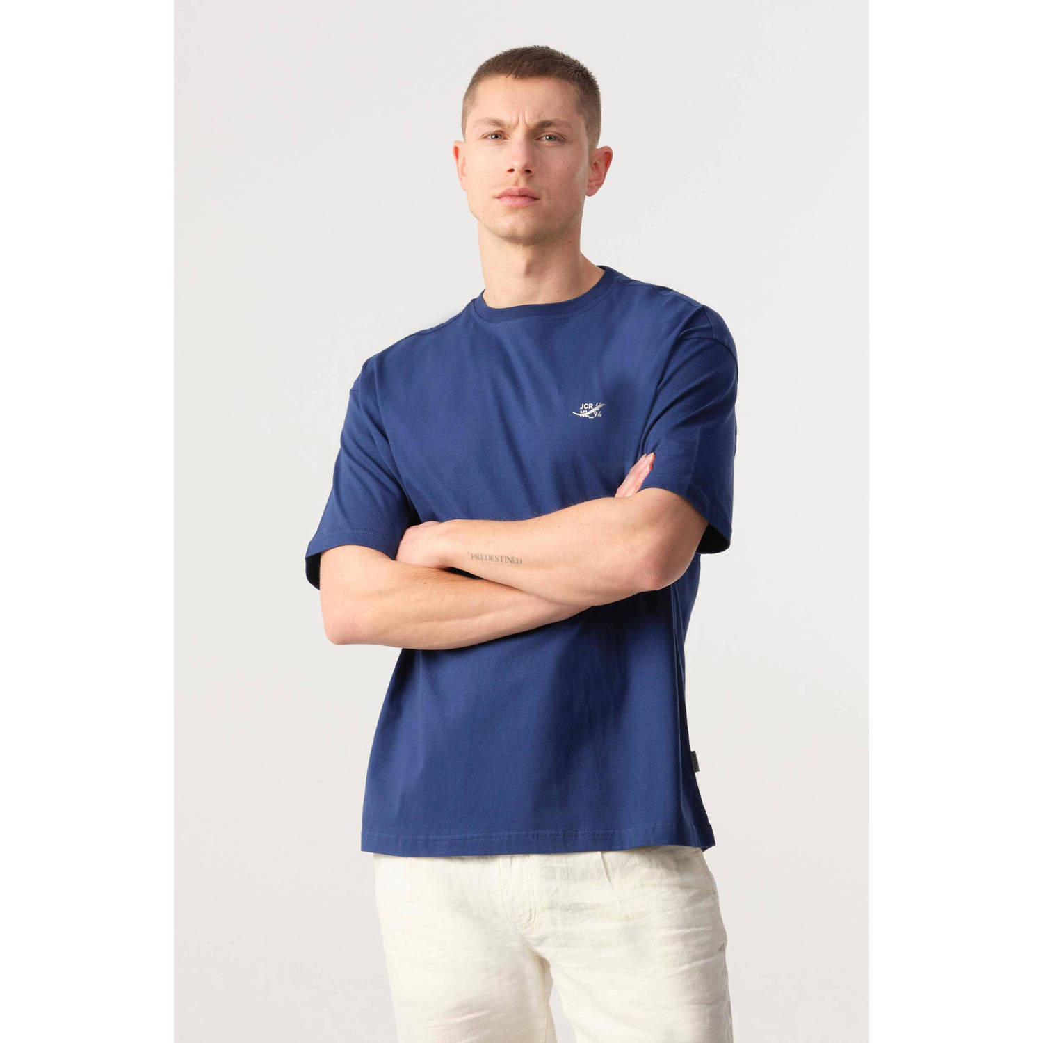 J.C. Rags T-shirt Thomas met backprint blue depths