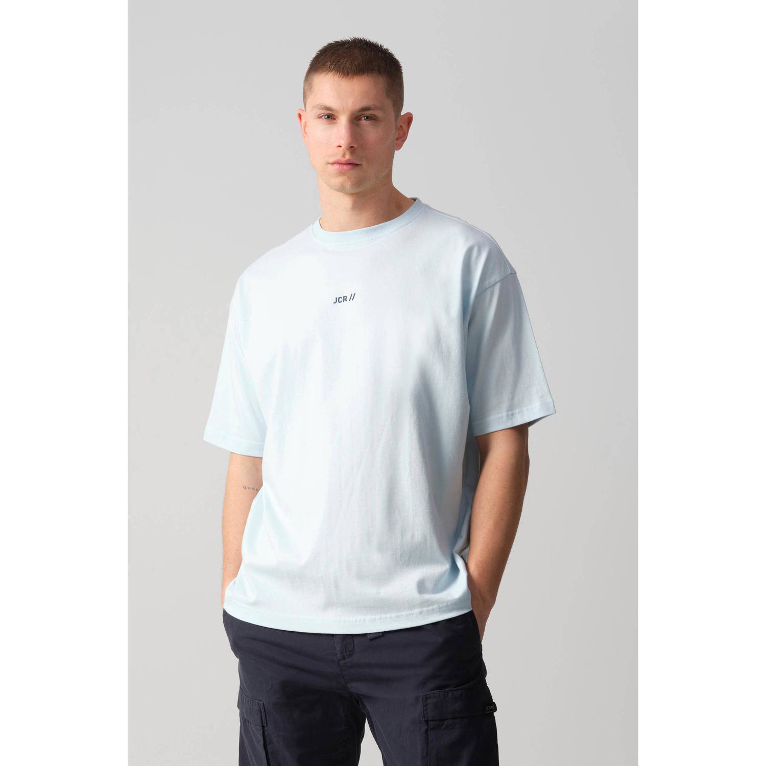 J.C. Rags T-shirt Tony met logo baby blue