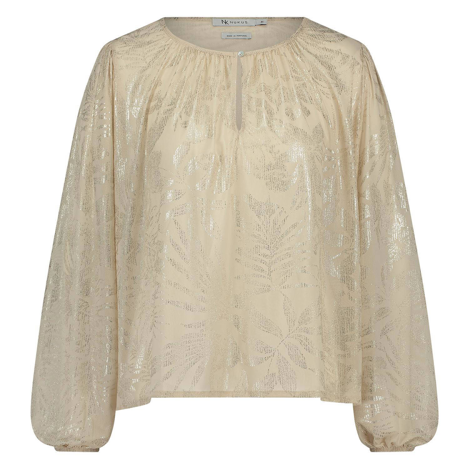 NUKUS blousetop Beatrix met all over print zand goud