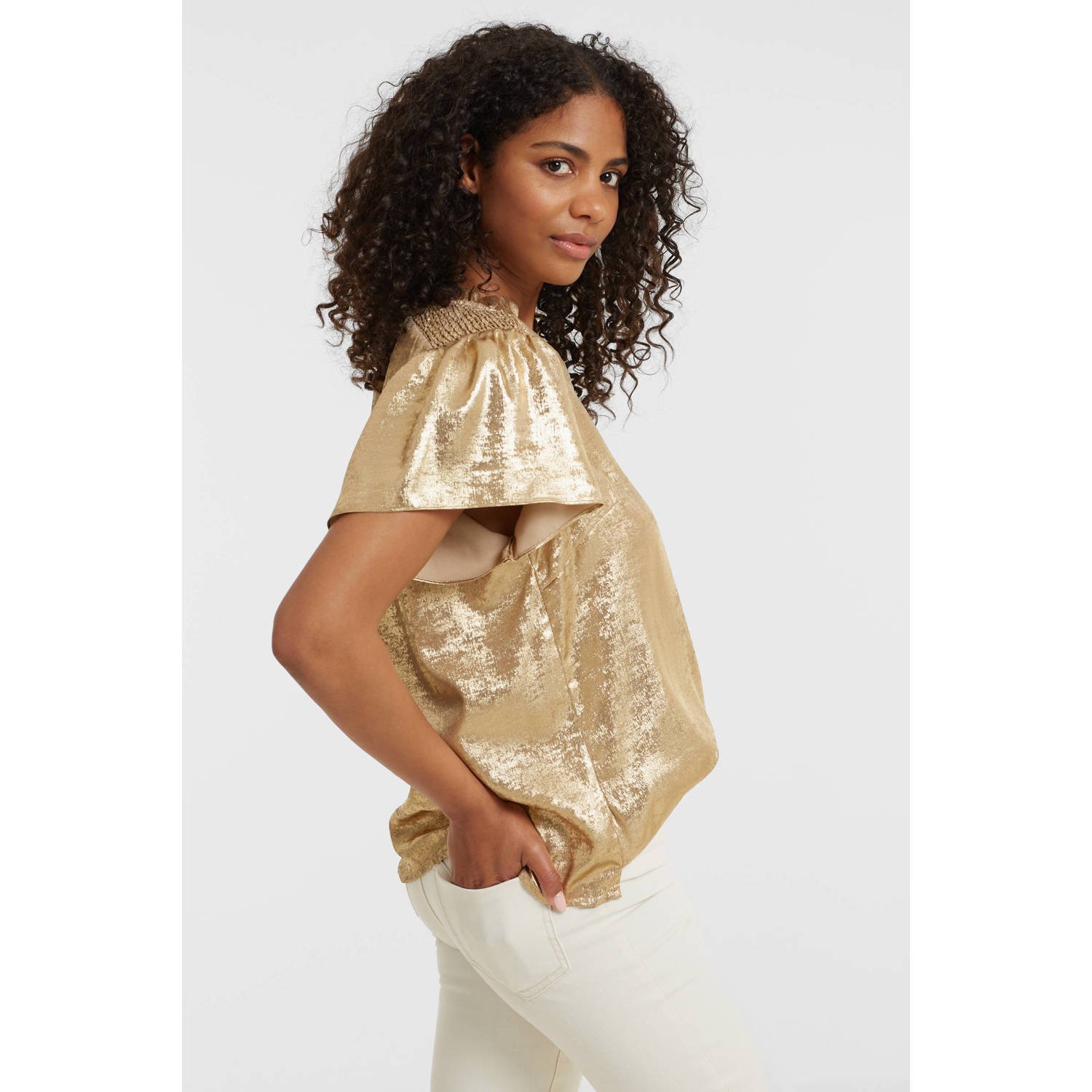 NUKUS gouden top Blakeley met glitters