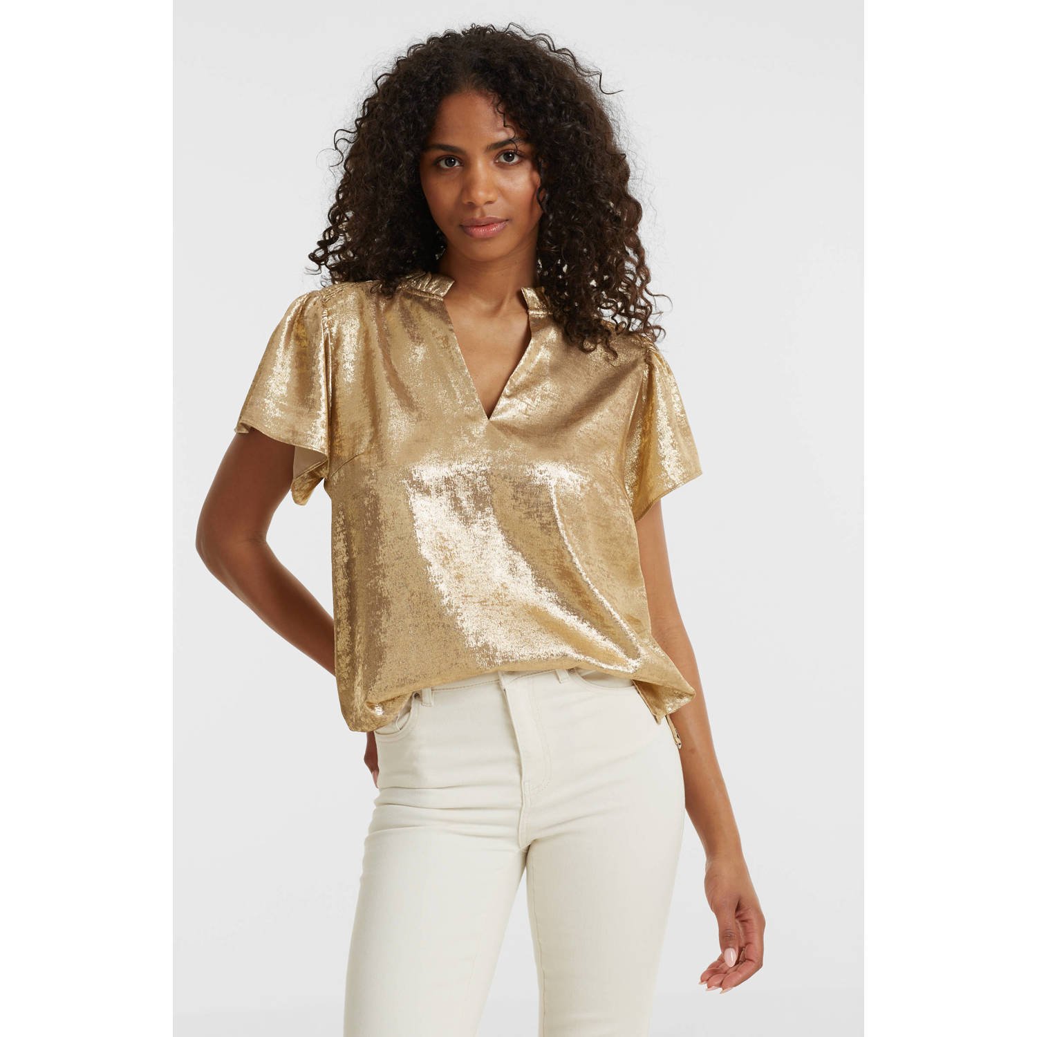 NUKUS gouden top Blakeley met glitters