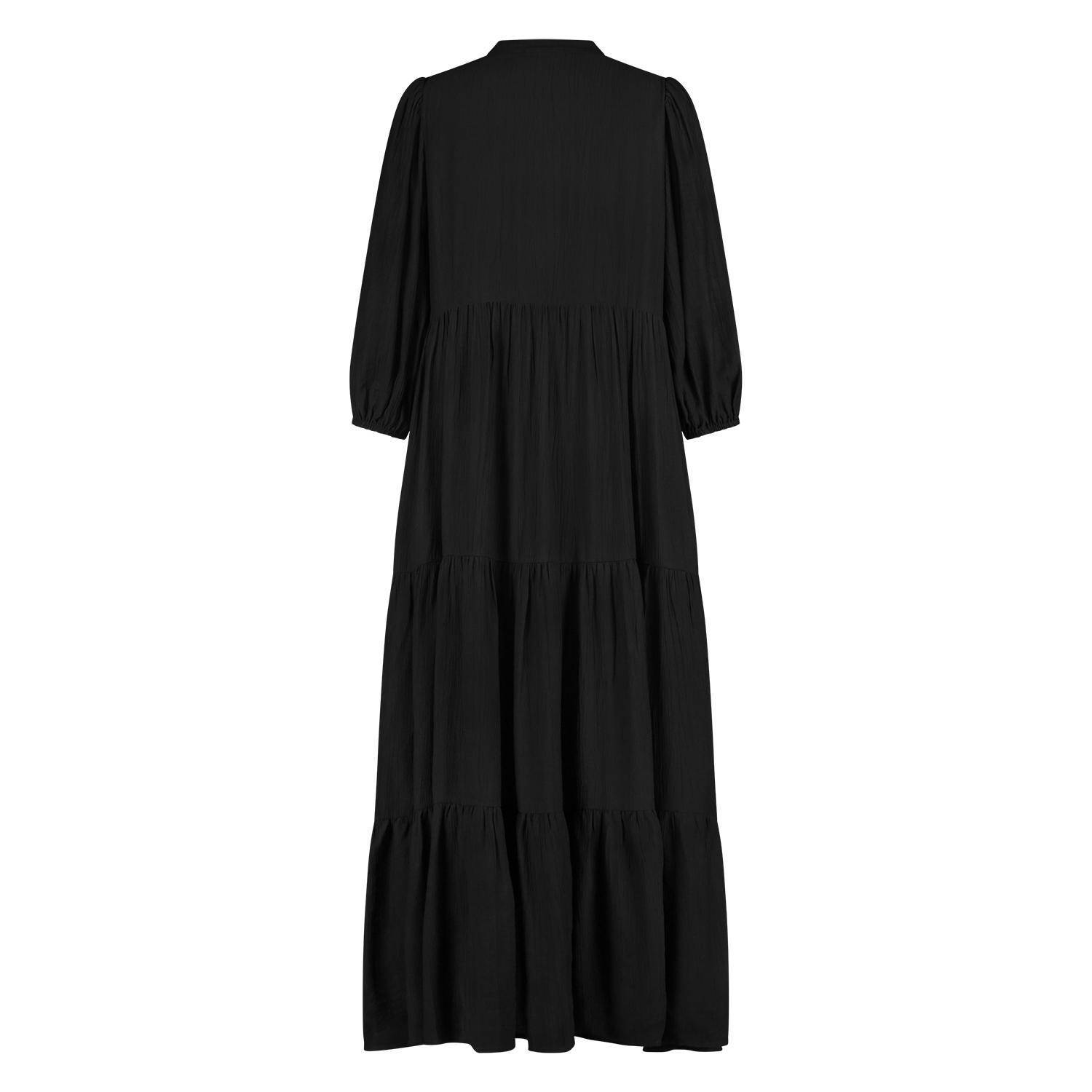 NUKUS maxi jurk Sabrina met contrastbies en contrastbies zwart