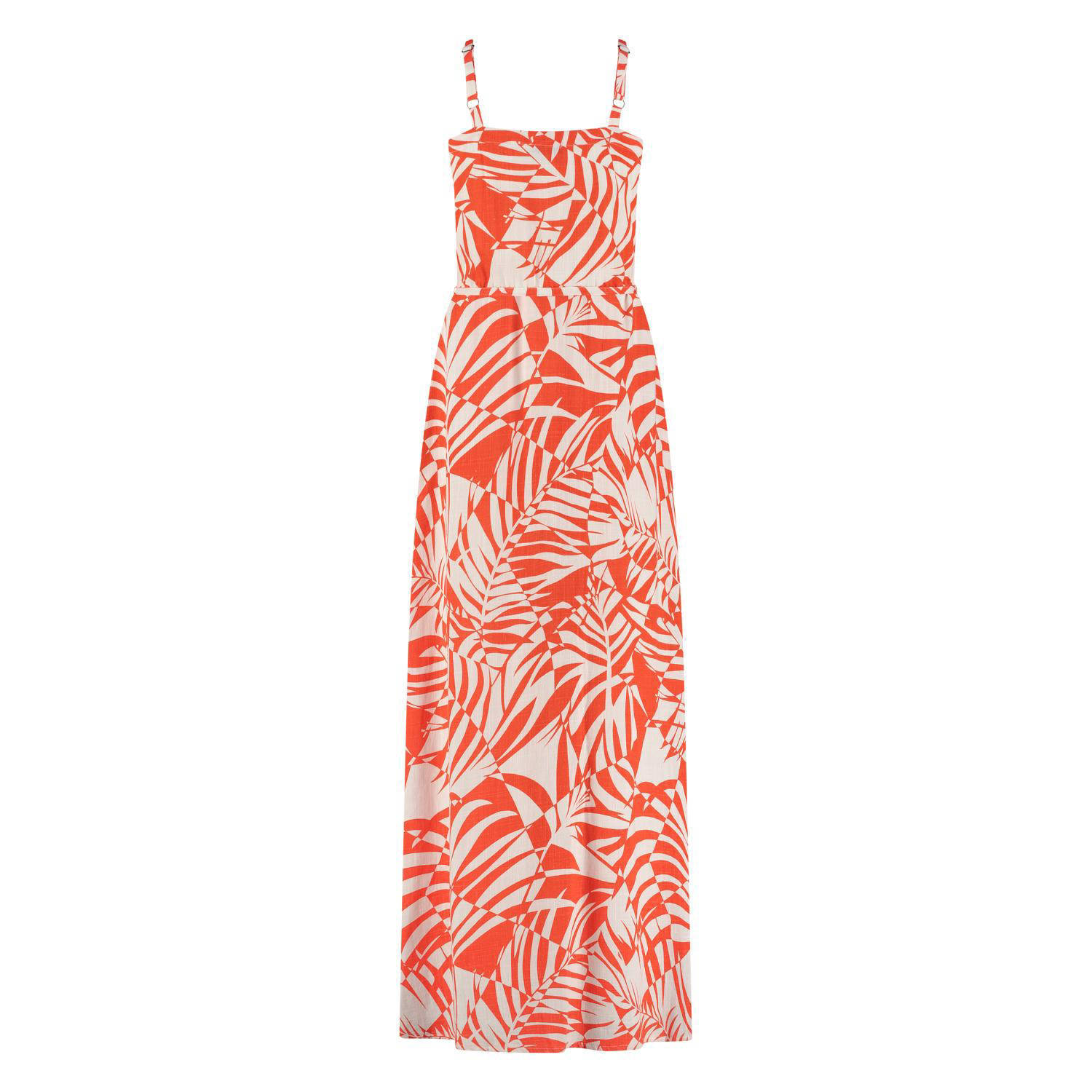NUKUS maxi jurk met all over print oranje wit